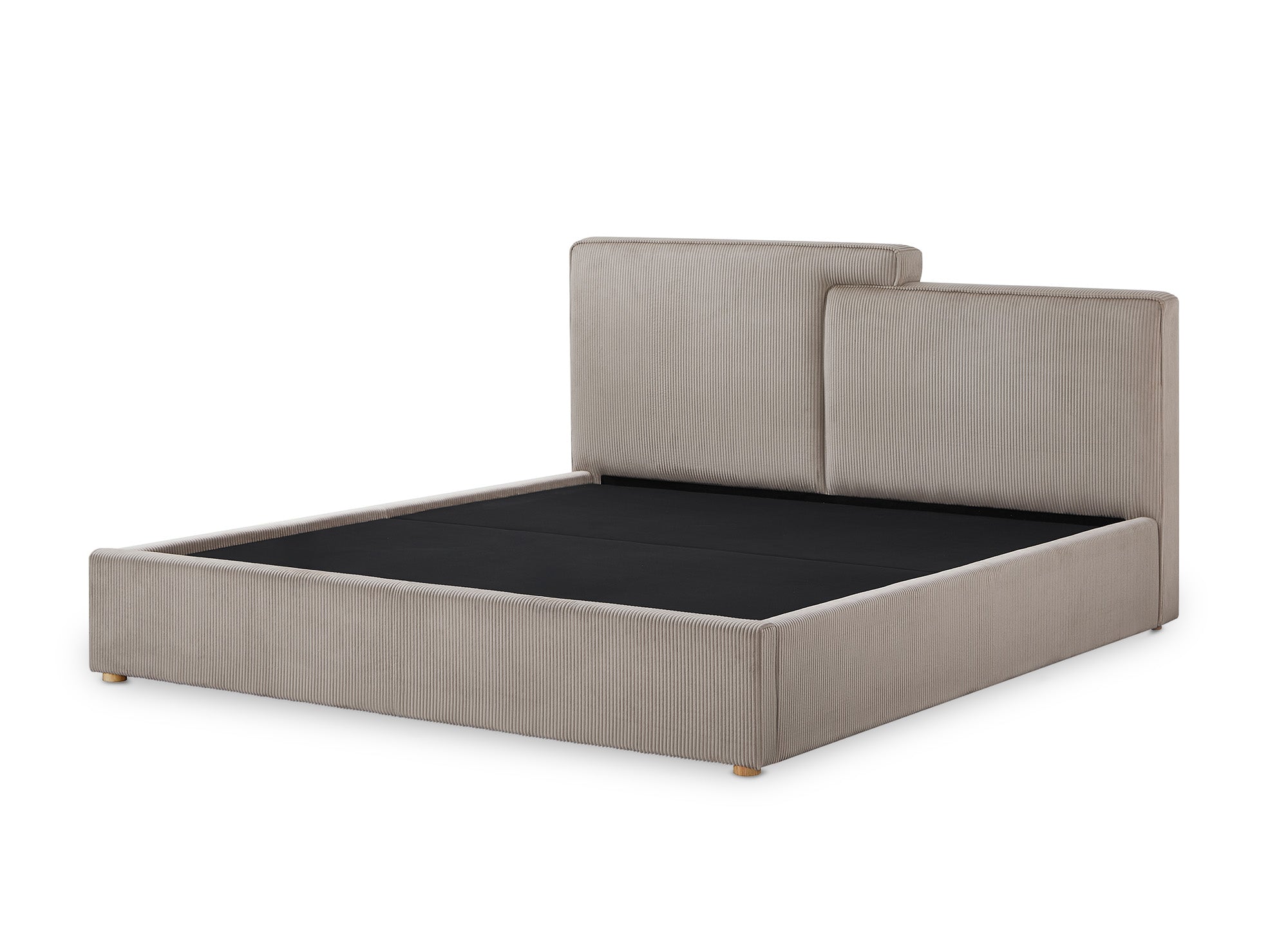 Cama de almacenaje ZELIA de 180x200 cm en pana color topo