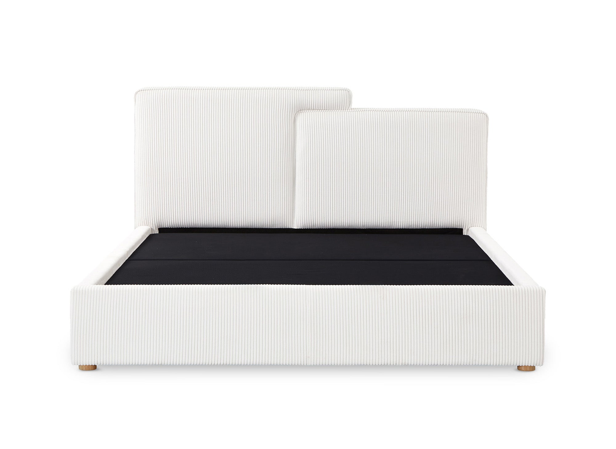 Cama de almacenaje ZELIA de 180x200 cm en pana color blanco roto