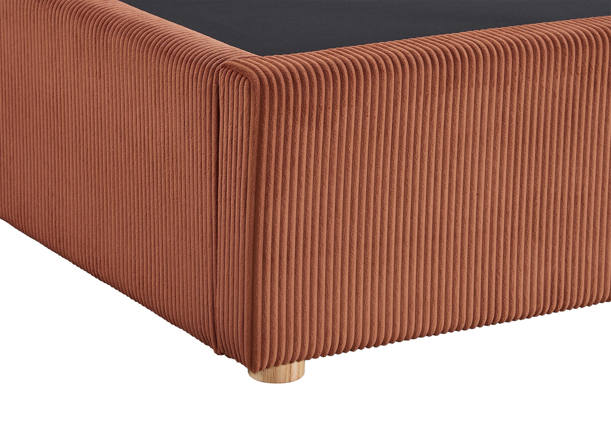 Cama de almacenaje ZELIA de 180x200 cm en pana color terracota