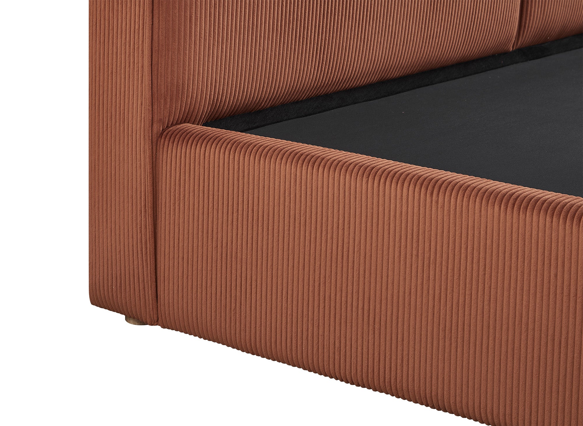 Cama de almacenaje ZELIA de 180x200 cm en pana color terracota