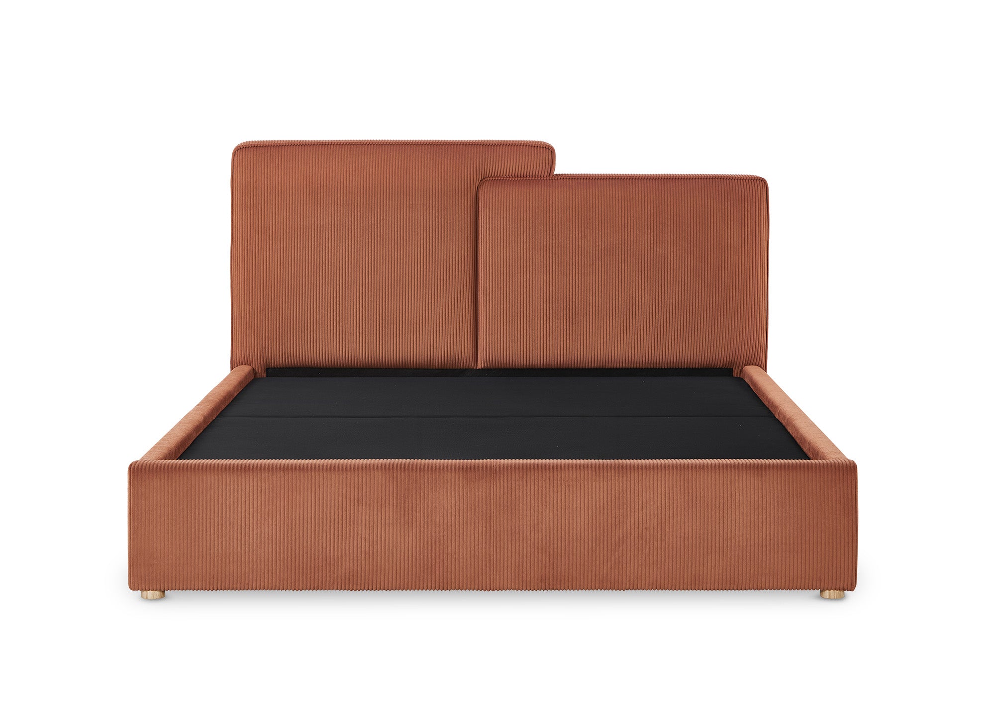 Cama de almacenaje ZELIA de 180x200 cm en pana color terracota