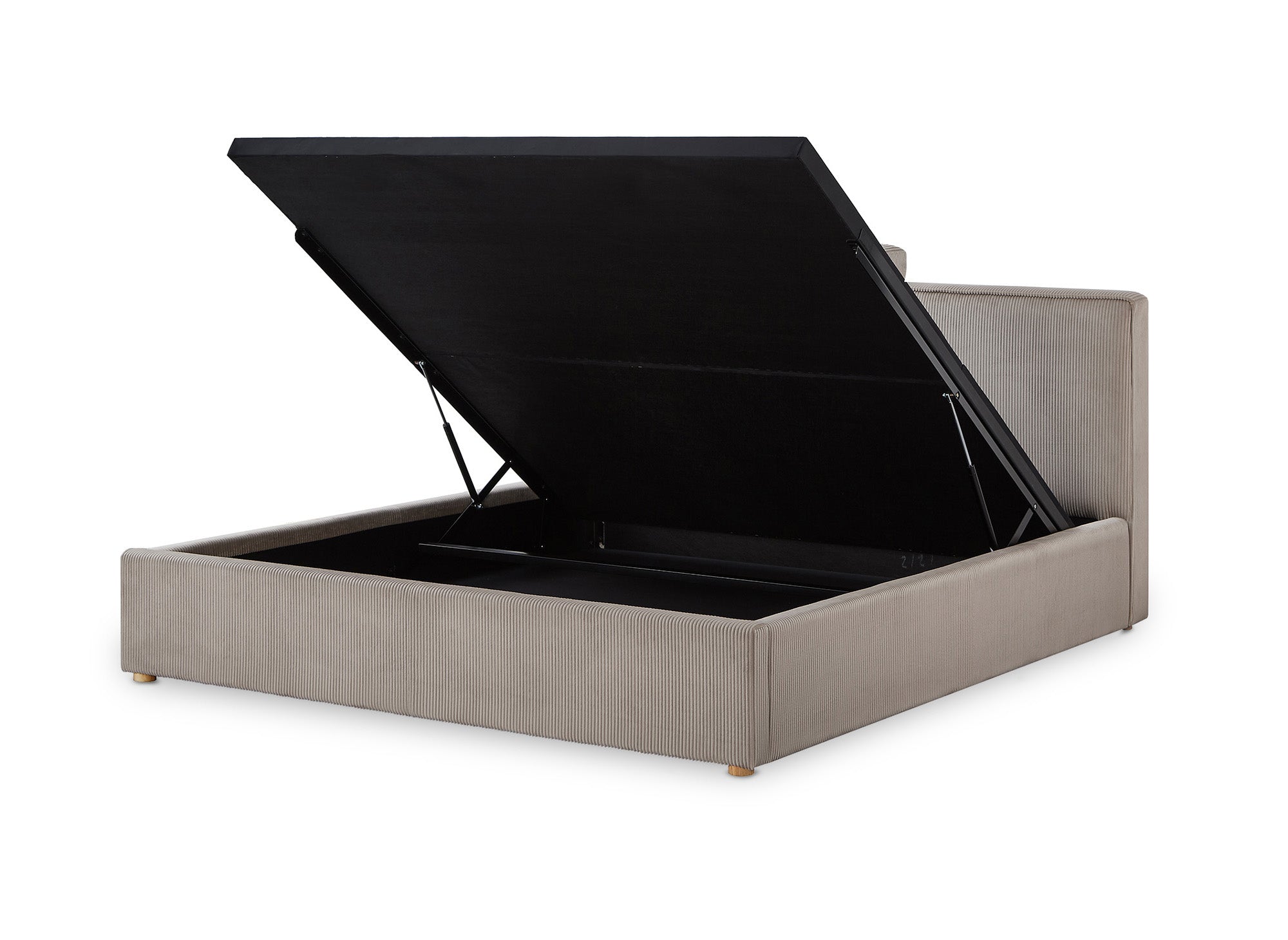 Cama de almacenaje ZELIA de 160x200 cm en pana color topo