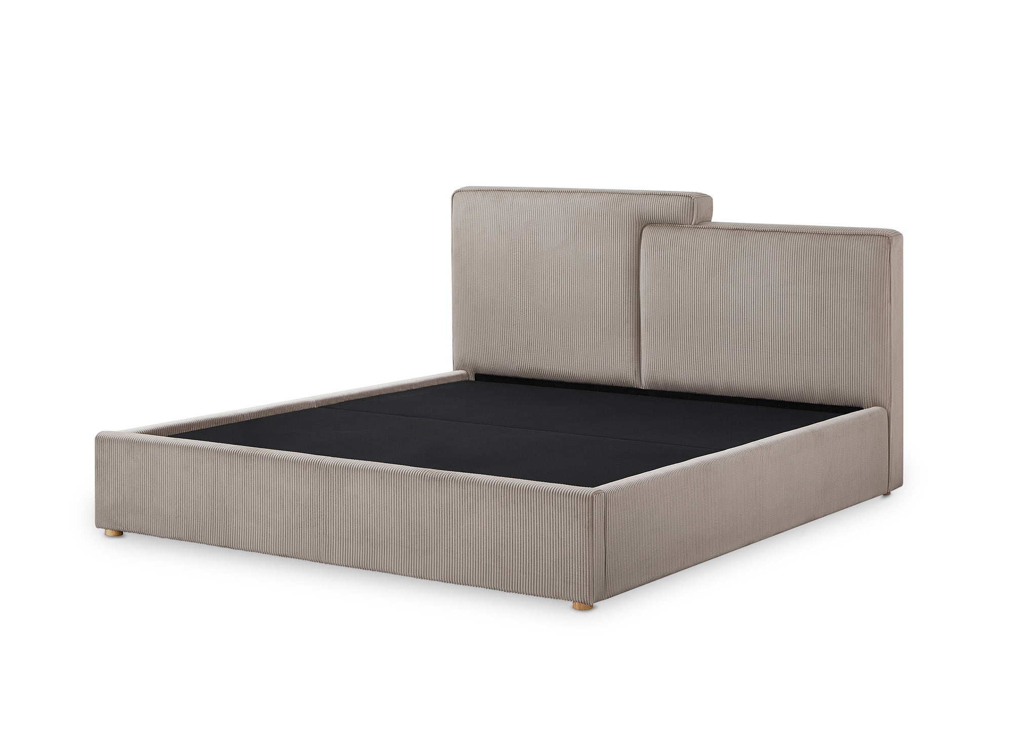 Cama de almacenaje ZELIA de 160x200 cm en pana color topo