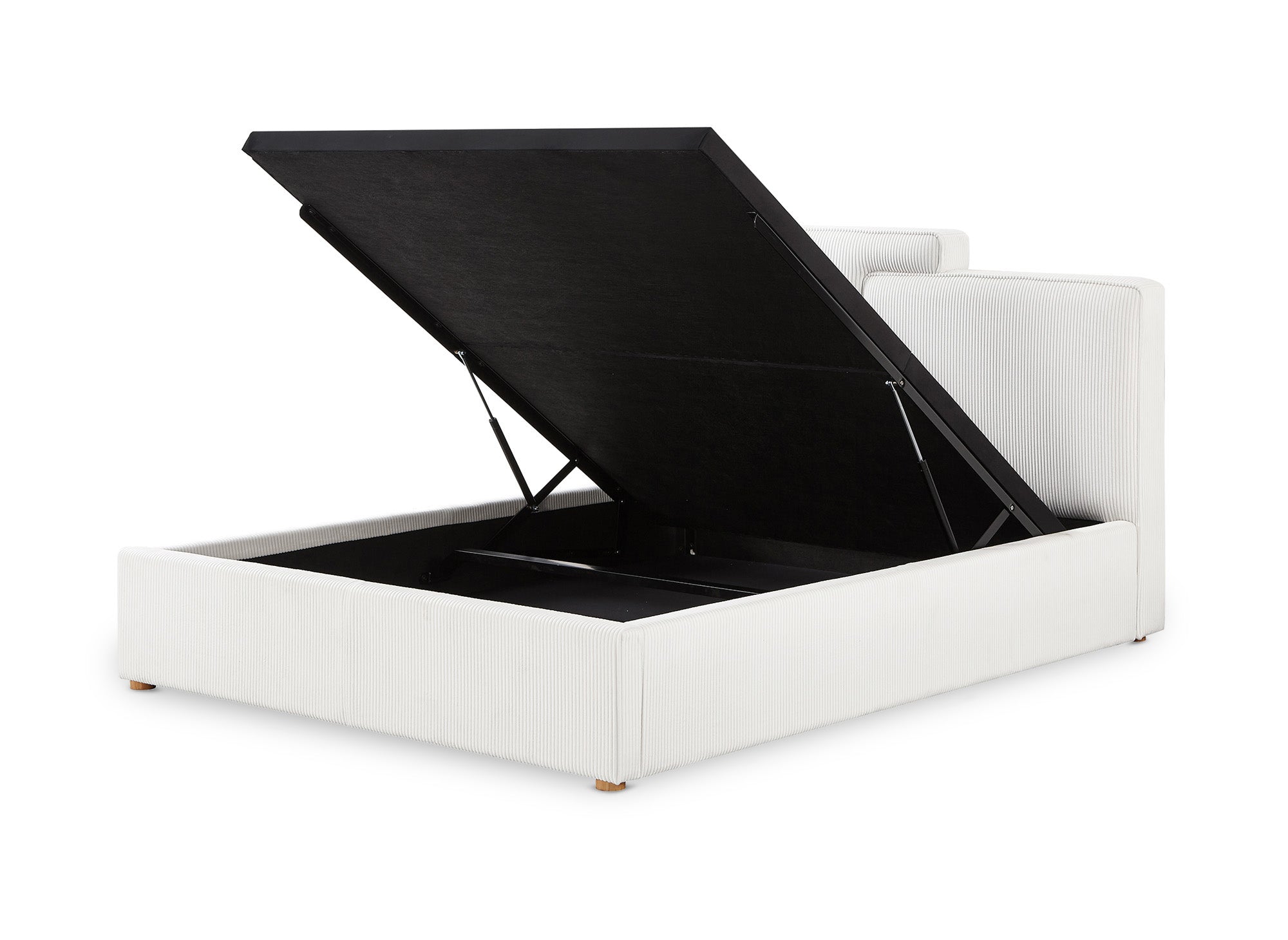 Cama de almacenaje ZELIA de 160x200 cm en pana color crudo