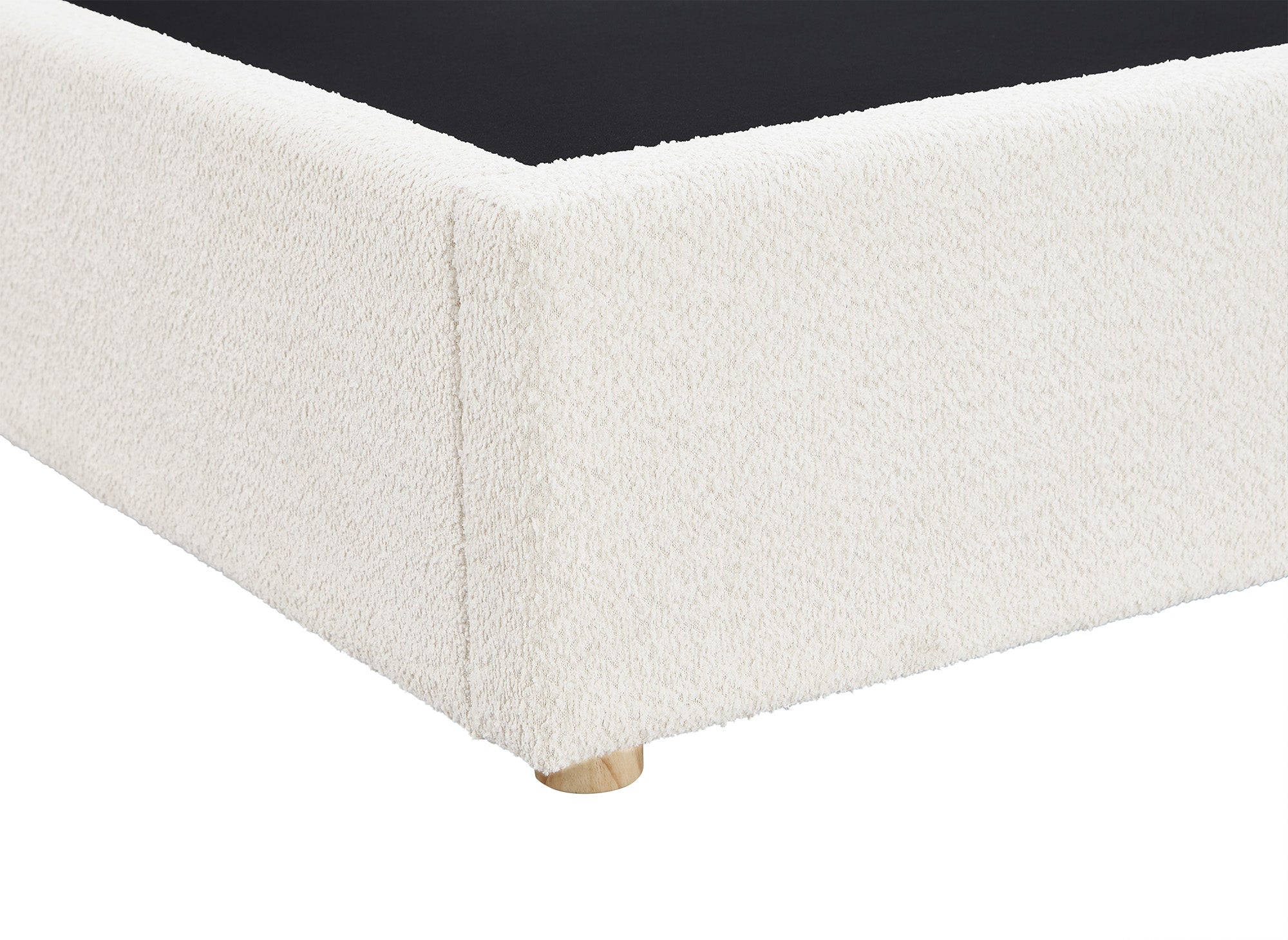 Cama con almacenaje ZELIA de 180x200 cm tapizada en tela bouclé beige