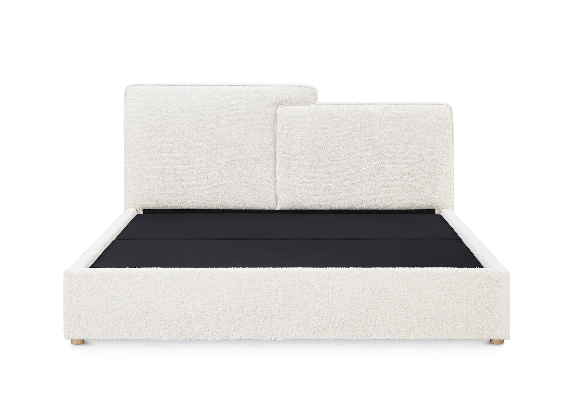 Cama con almacenaje ZELIA de 180x200 cm tapizada en tela bouclé beige