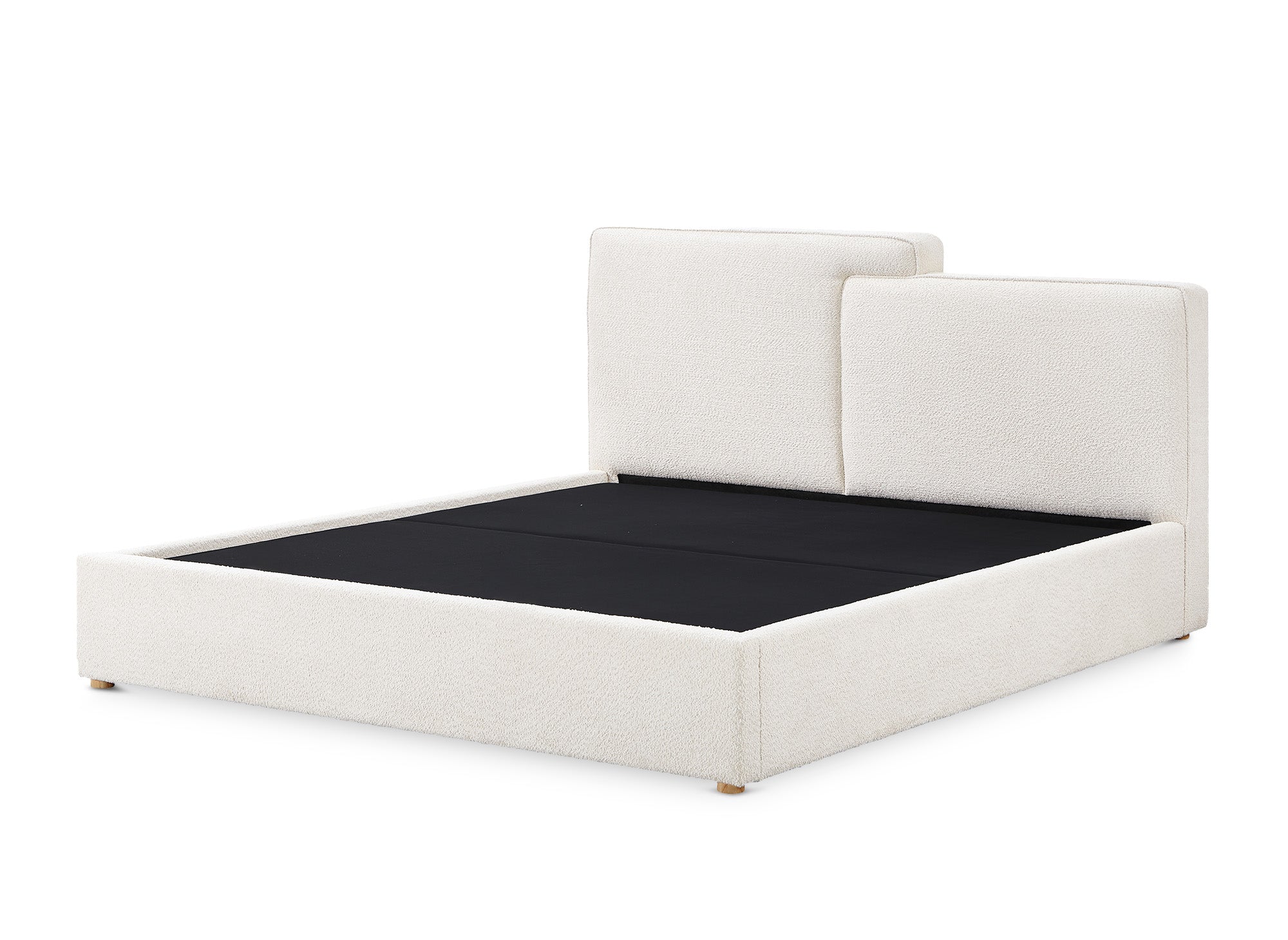 Cama con almacenaje ZELIA de 180x200 cm tapizada en tela bouclé beige