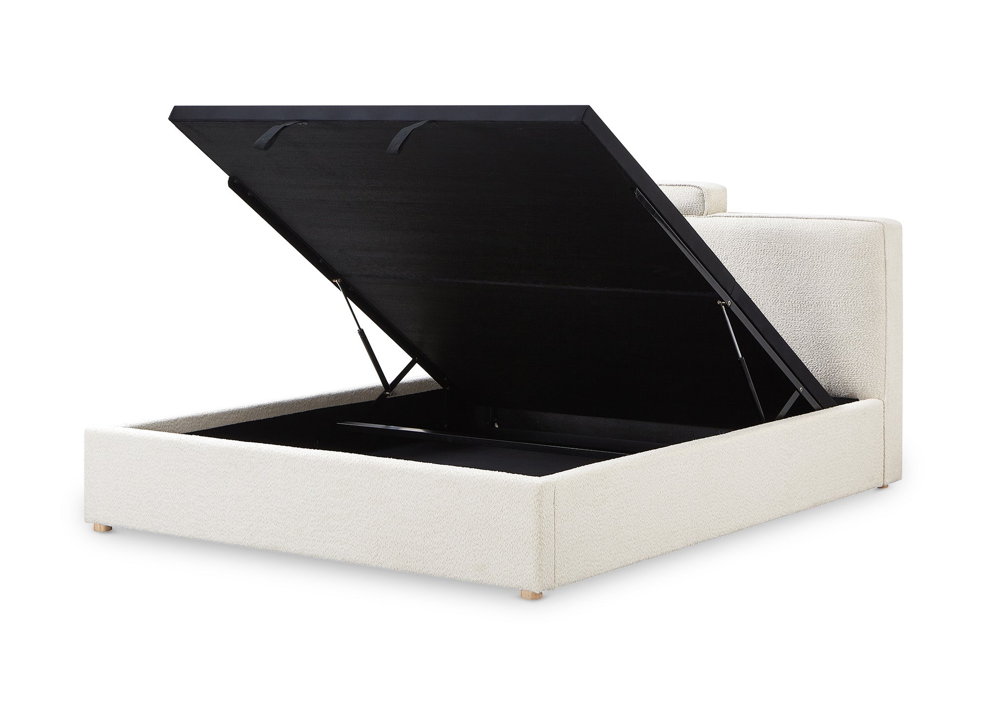 ZELIA Cama contenedor de tela bouclé beige 160x200 cm