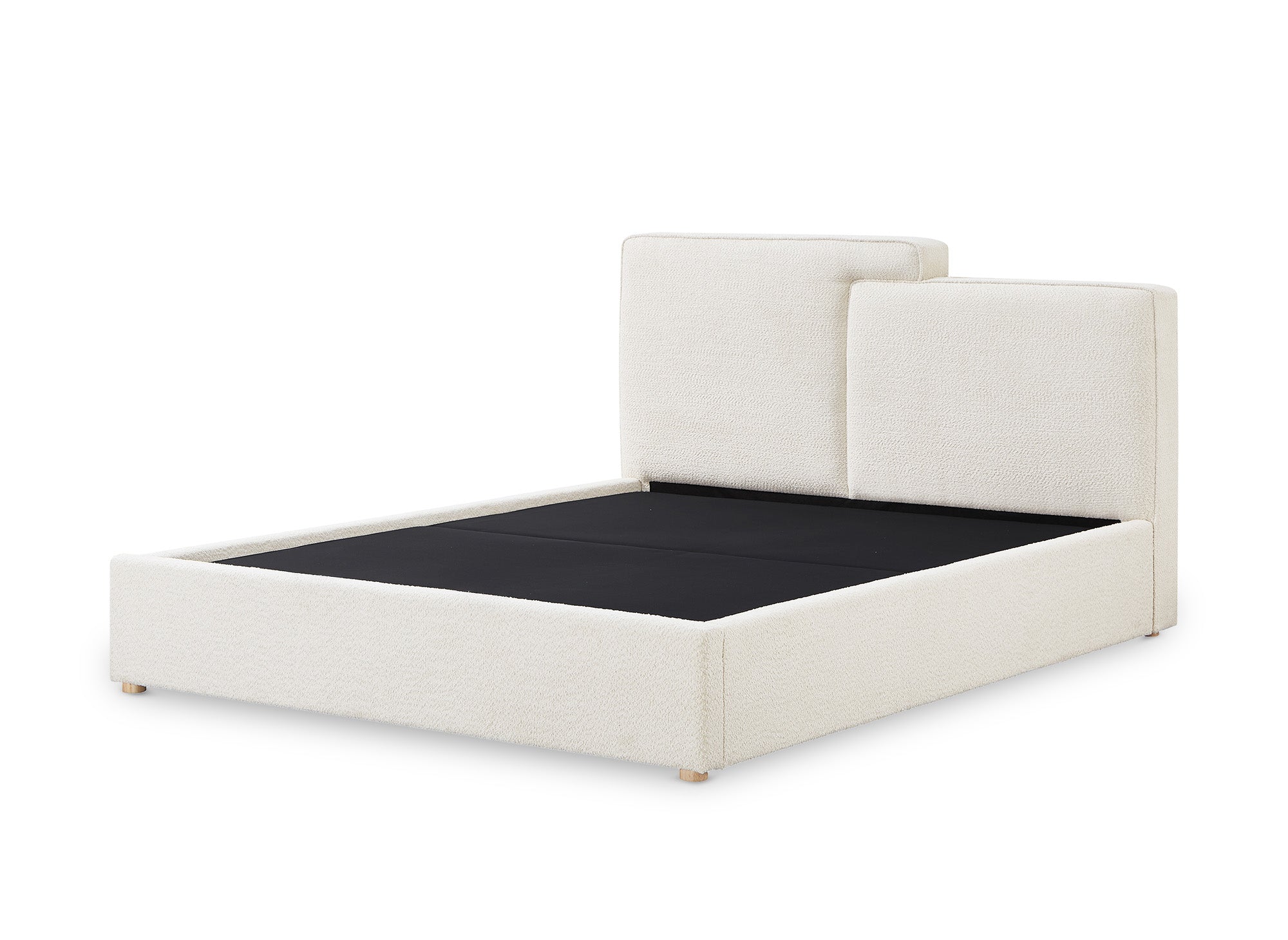 ZELIA Cama contenedor de tela bouclé beige 160x200 cm