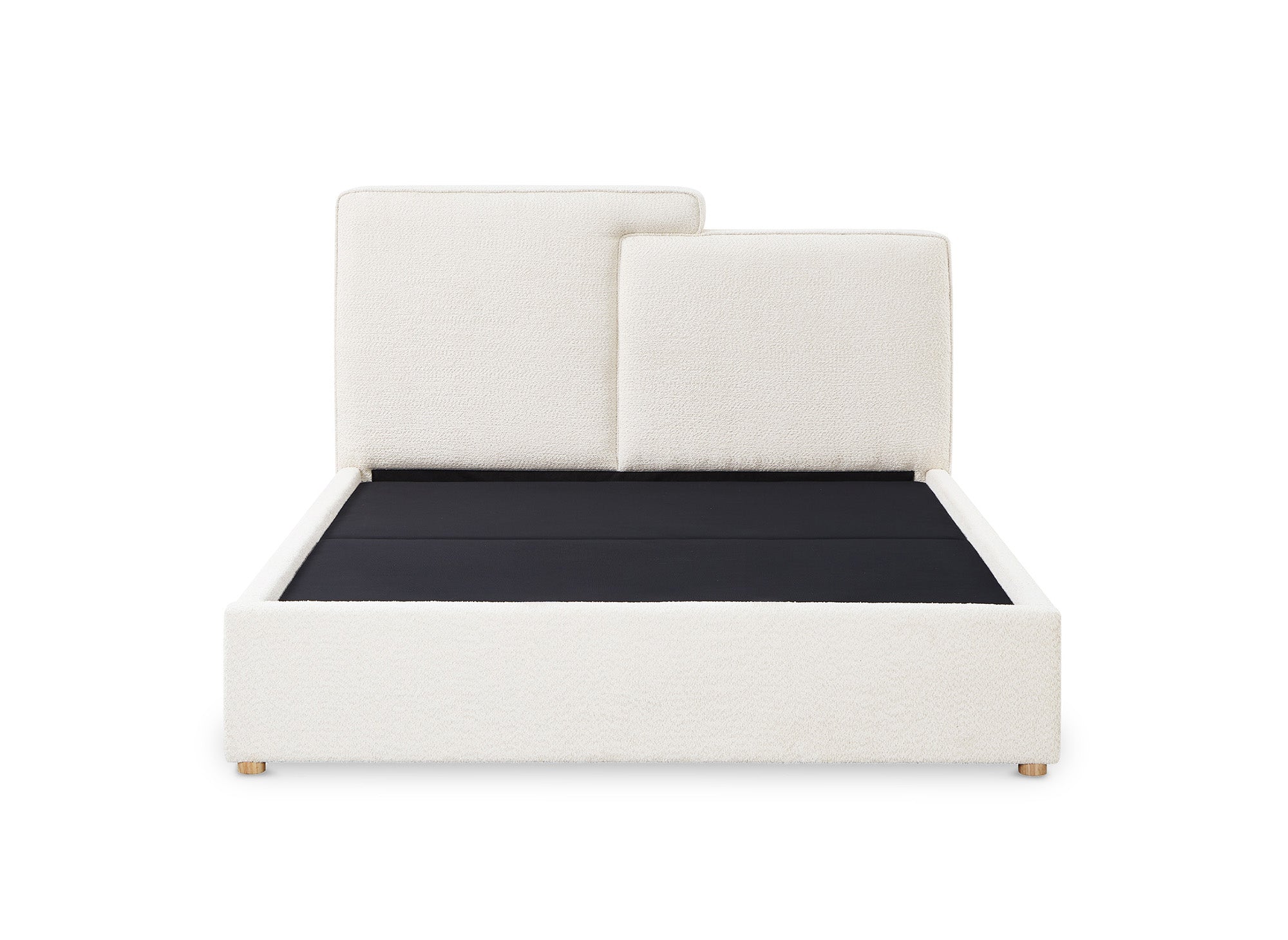 Cama con almacenaje ZELIA de 140x190 cm en tela bouclé beige