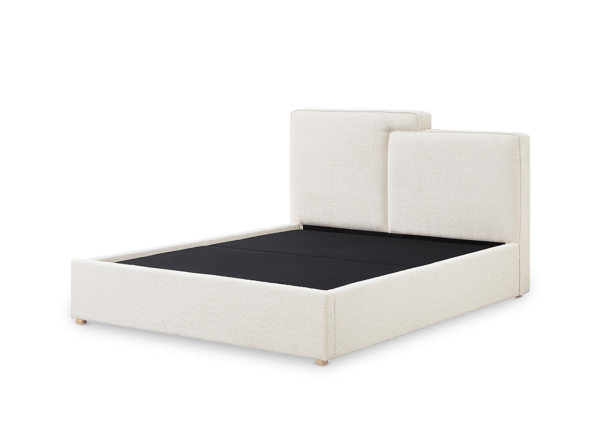 Cama con almacenaje ZELIA de 140x190 cm en tela bouclé beige