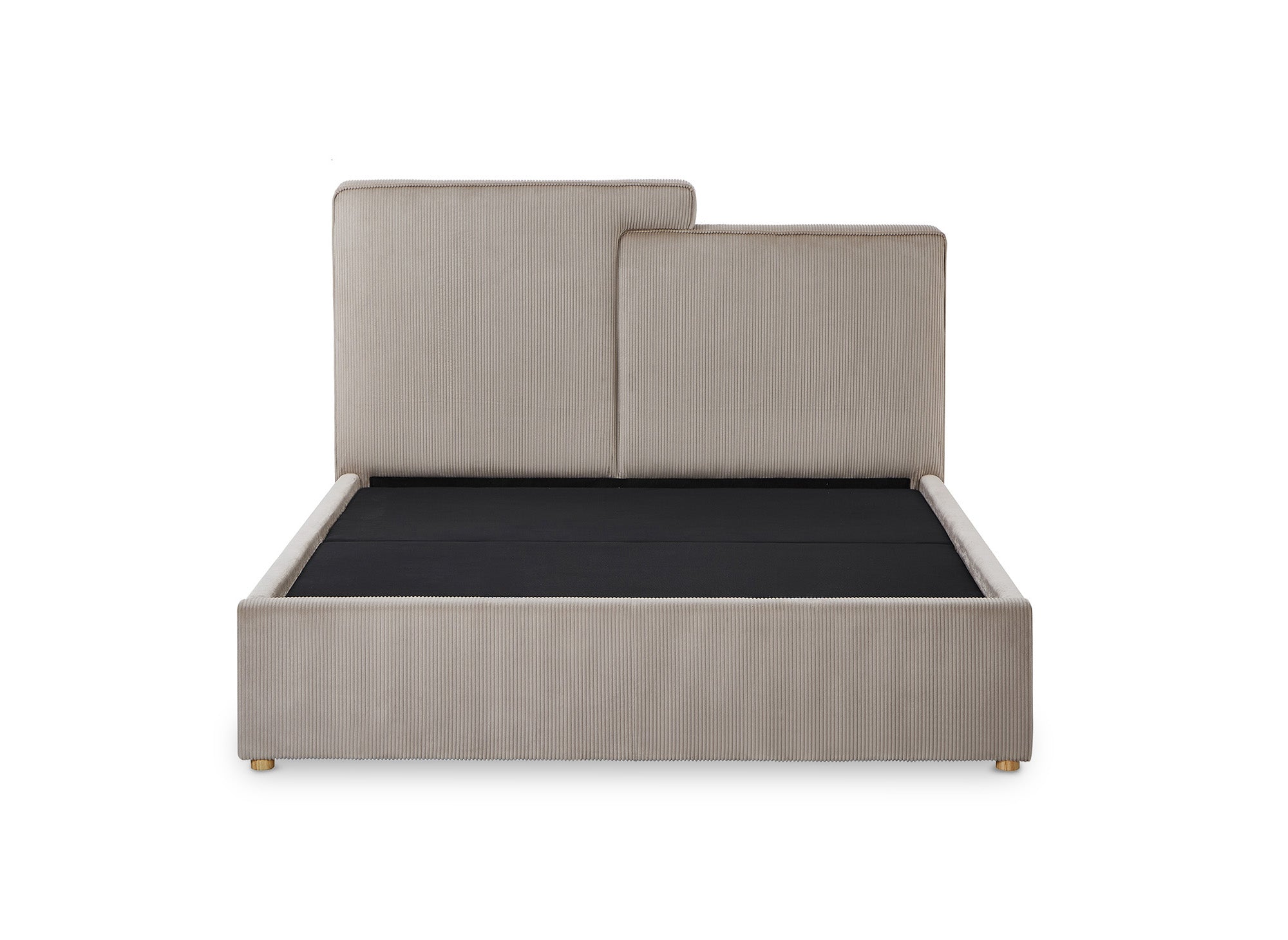 Cama de almacenaje ZELIA de 140x190 cm en pana color topo
