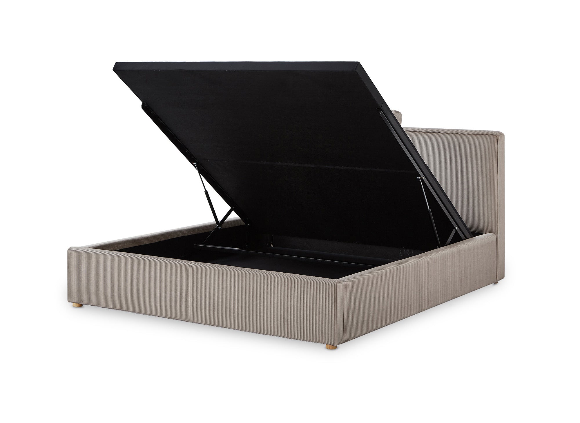 Cama de almacenaje ZELIA de 140x190 cm en pana color topo