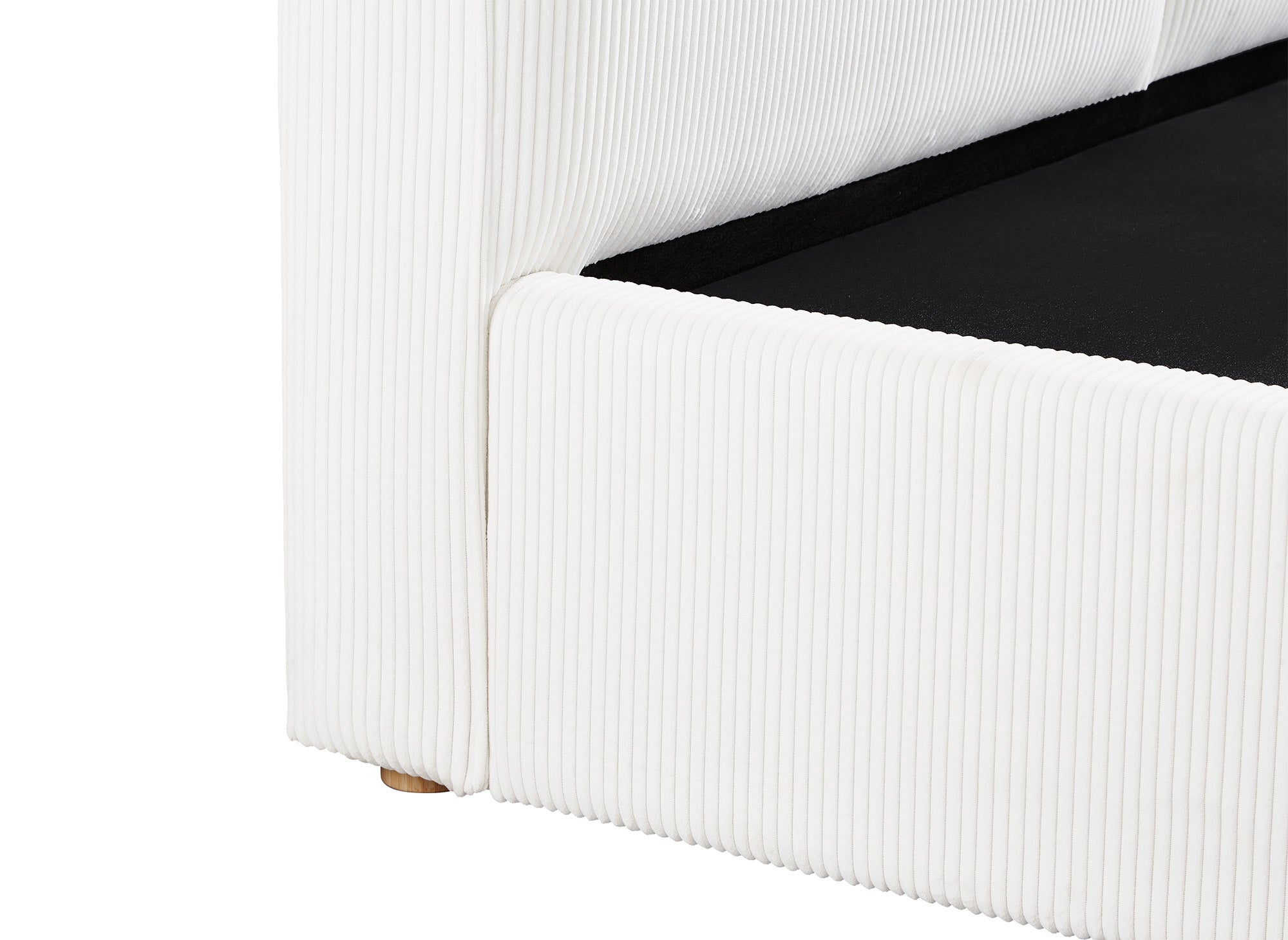 Cama de almacenaje ZELIA de 140x190 cm en pana color blanco roto