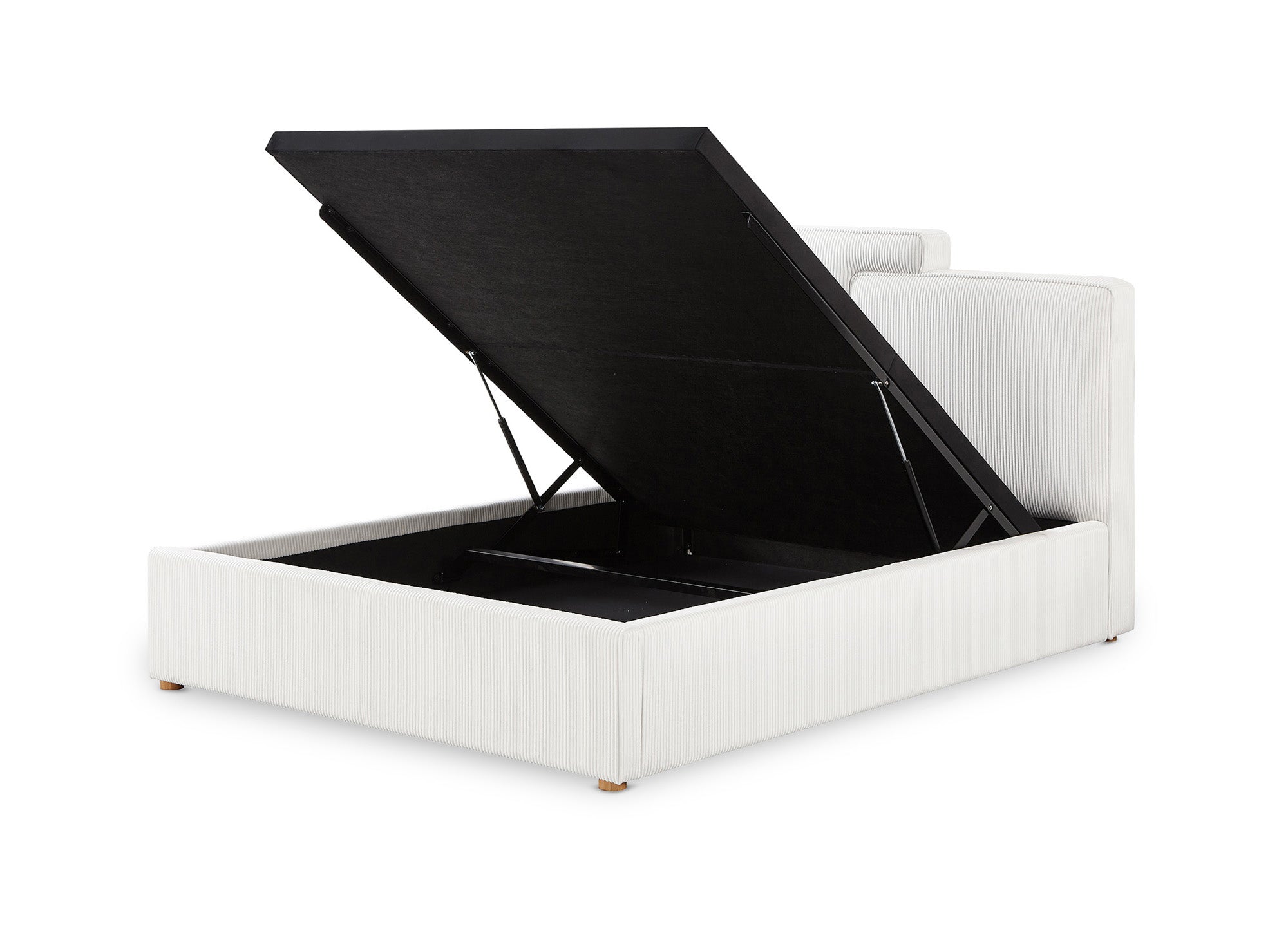 Cama de almacenaje ZELIA de 140x190 cm en pana color blanco roto