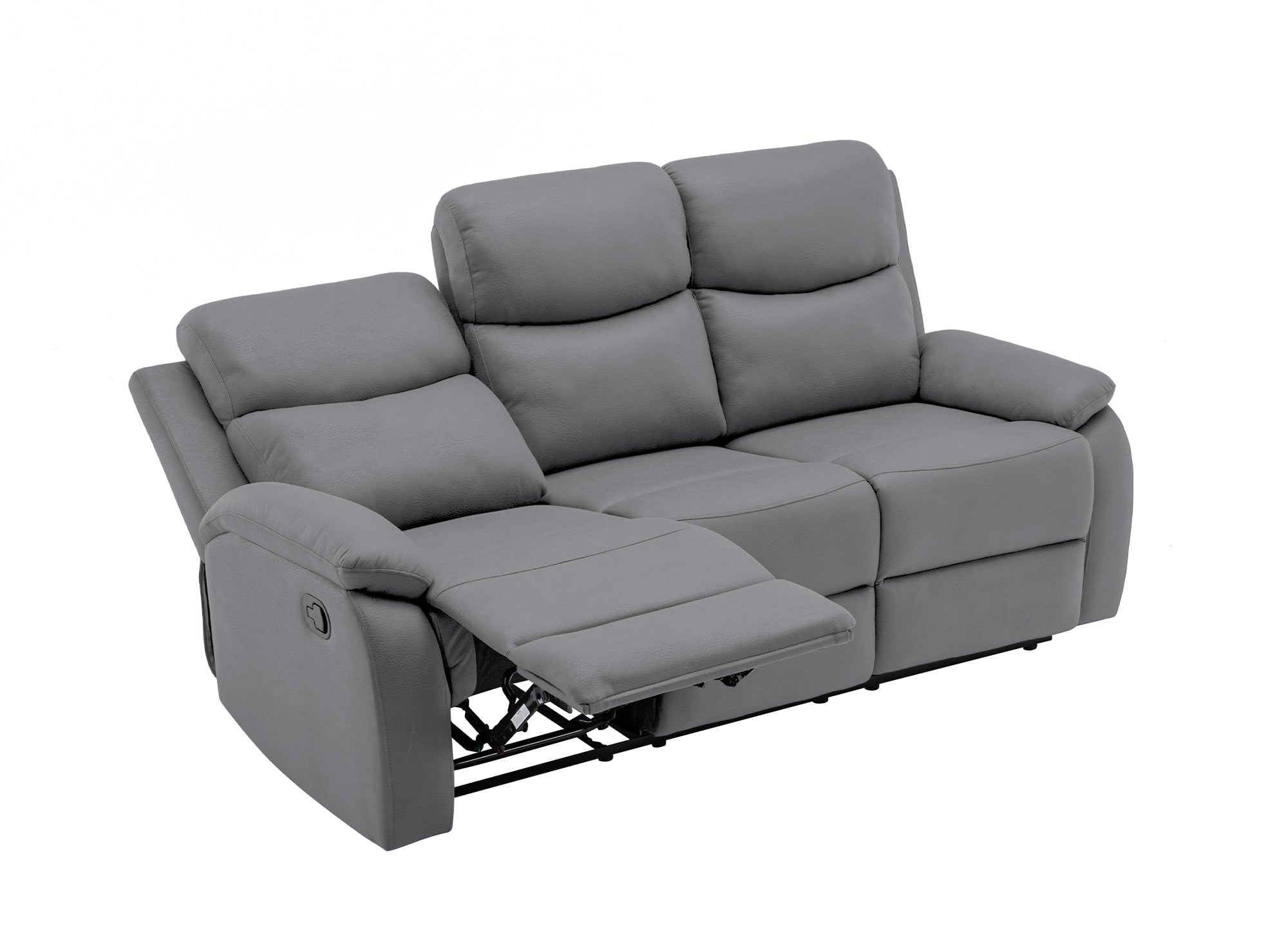 Sofá reclinable JACOB de 3 plazas en piel sintética gris oscuro