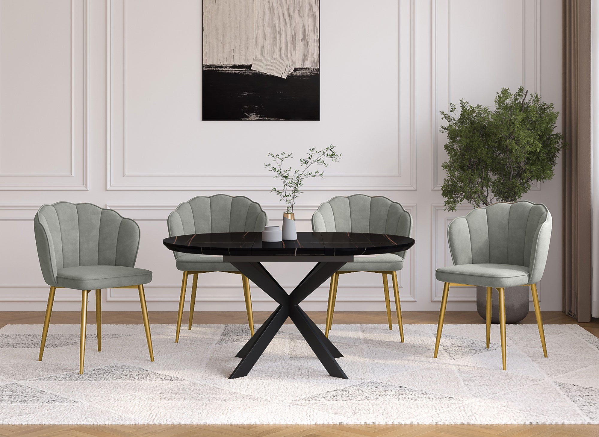 Juego de 2 sillas de diseño GARANCE en terciopelo gris