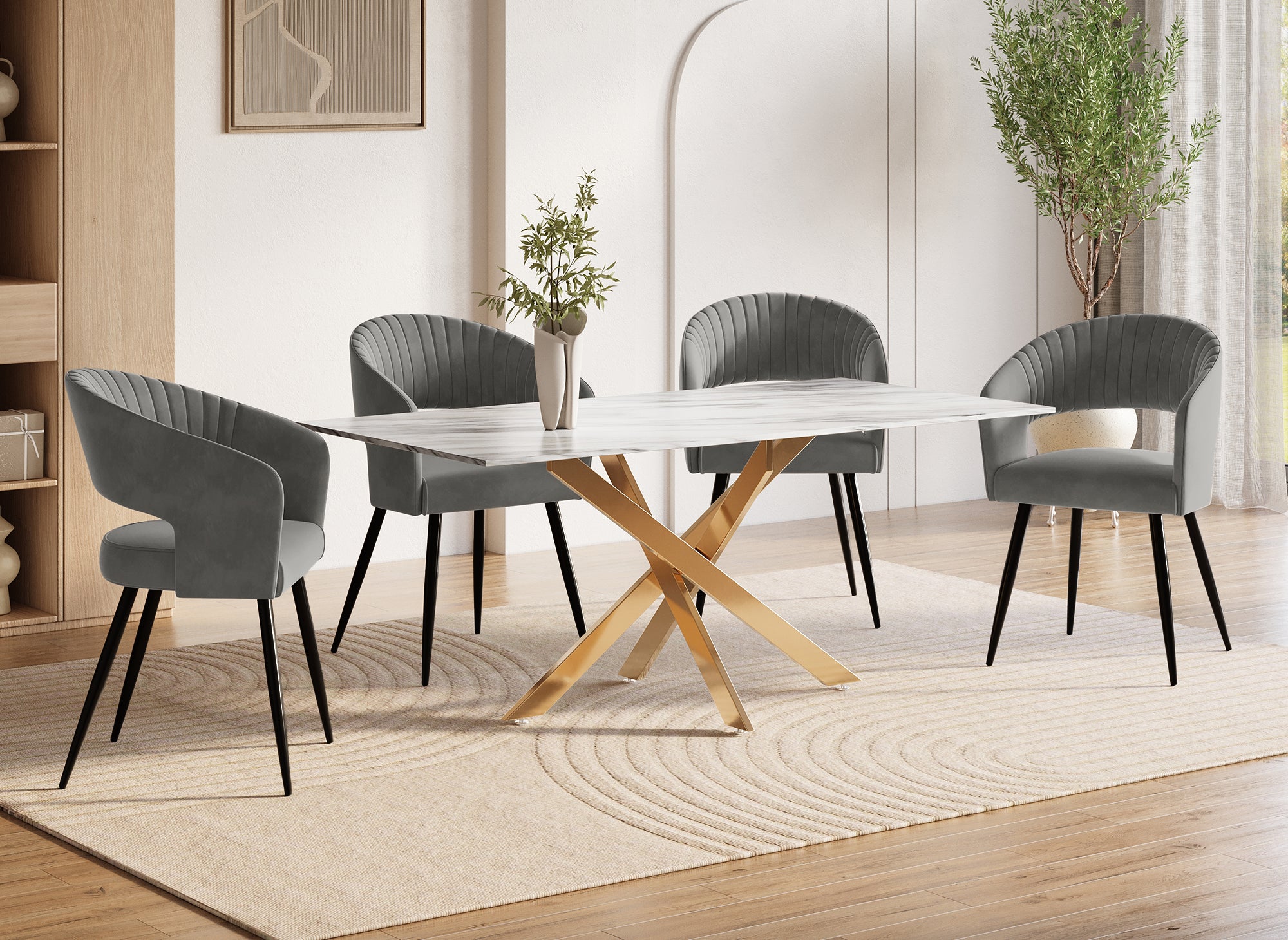 Juego de 2 sillas de diseño GLORIA en terciopelo gris