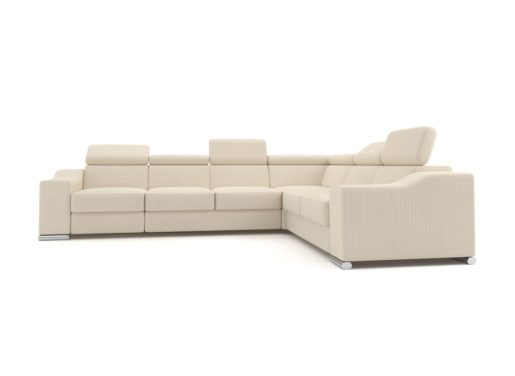 Sofá esquinero convertible reversible LEONIE en pana beige