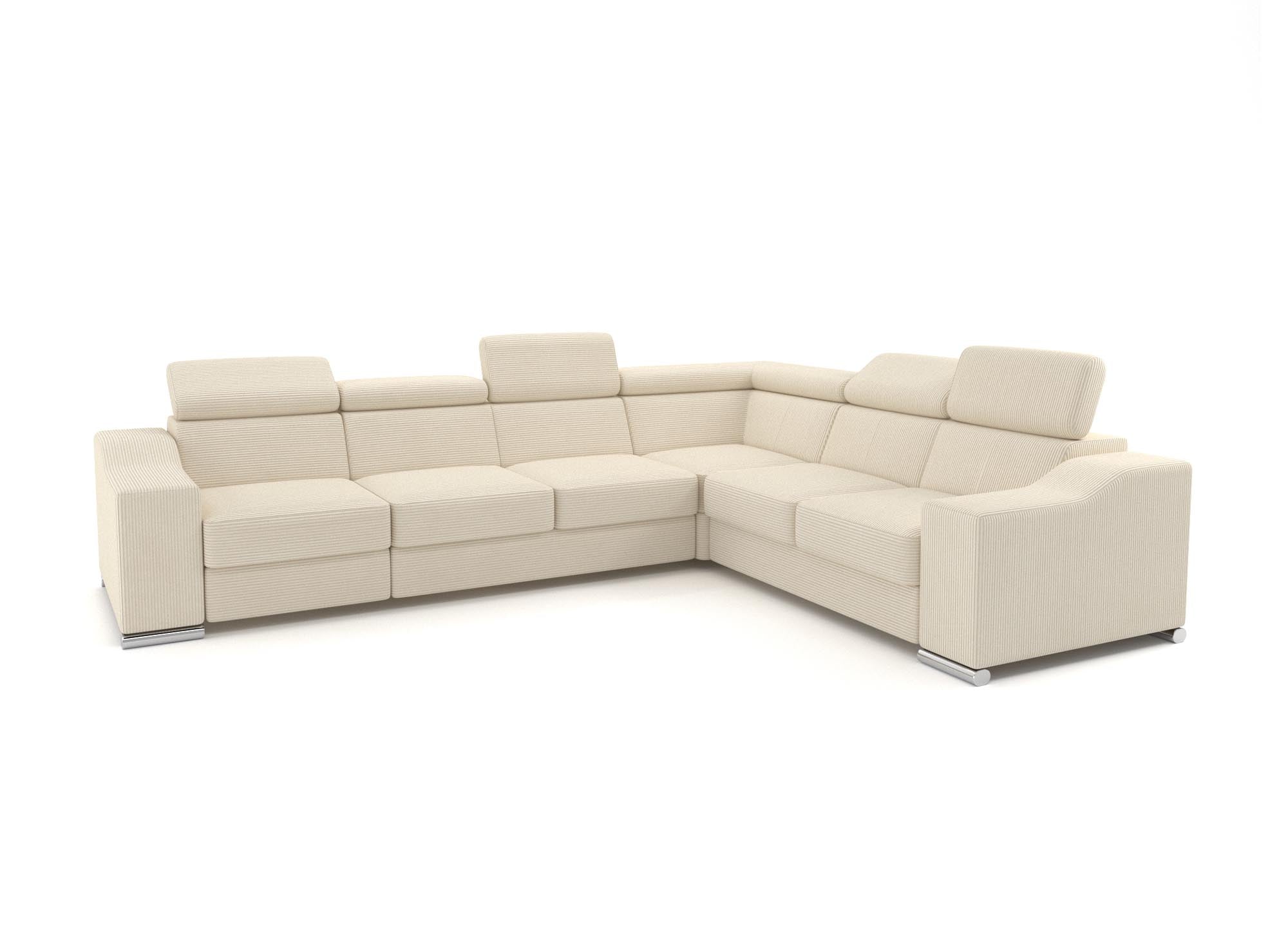 Sofá esquinero convertible reversible LEONIE en pana beige