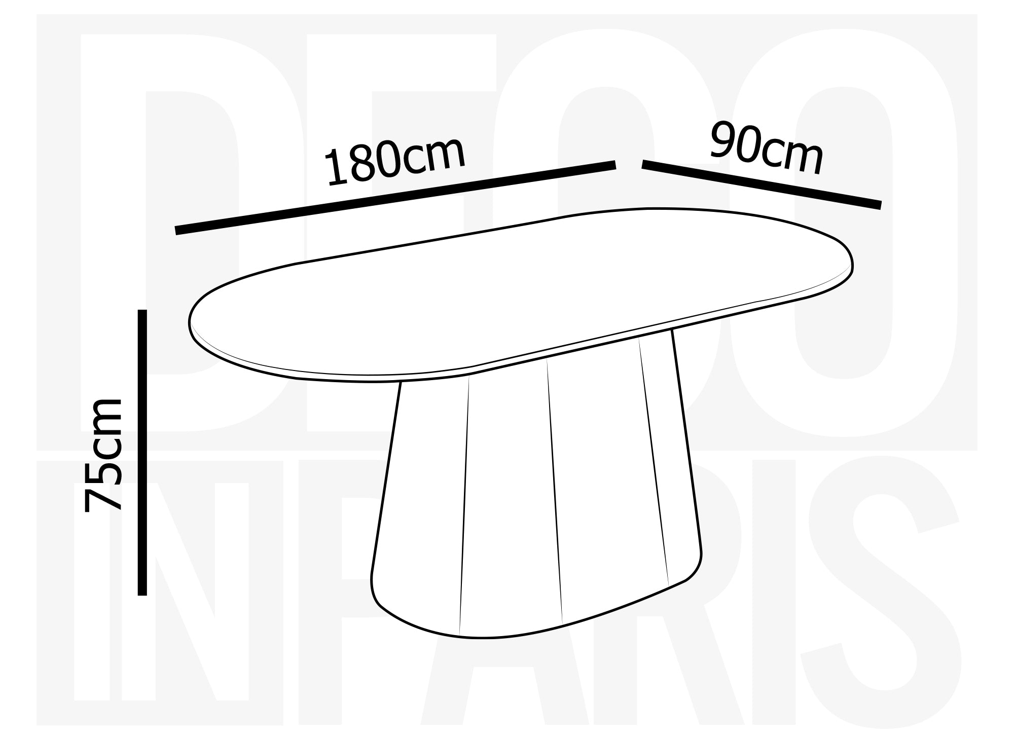 Mesa de comedor ovalada TIANA en mármol compuesto beige para 6 personas