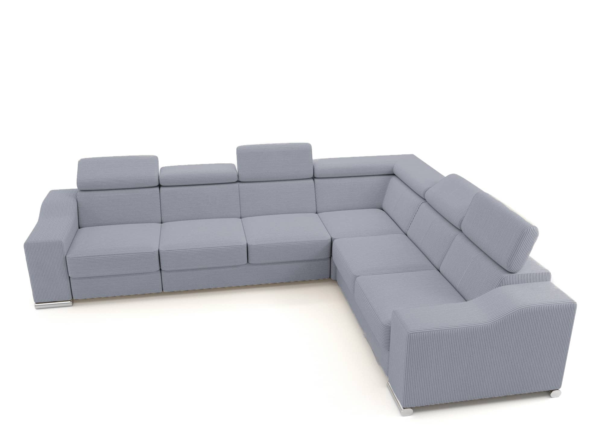 Sofá esquinero convertible reversible LEONIE en pana gris claro