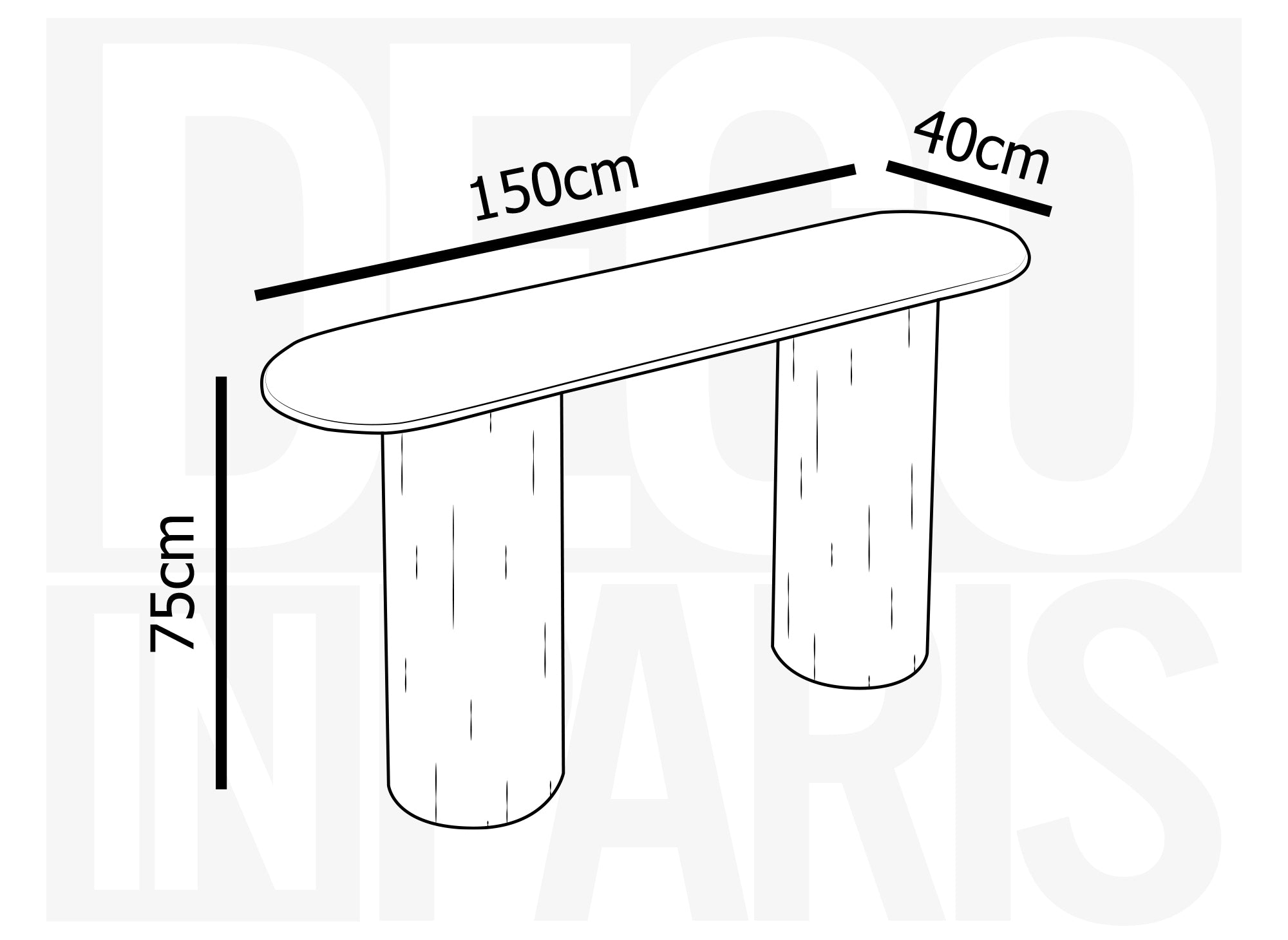 Mesa consola DHARA BLACK en mármol compuesto beige con patas negras