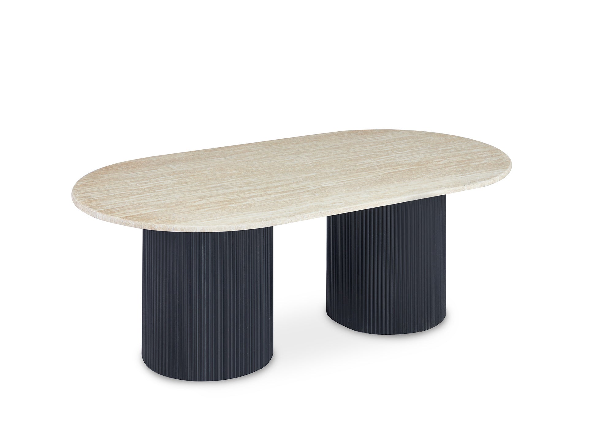 Mesa de centro en mármol compuesto beige con patas negras, DHARA BLACK
