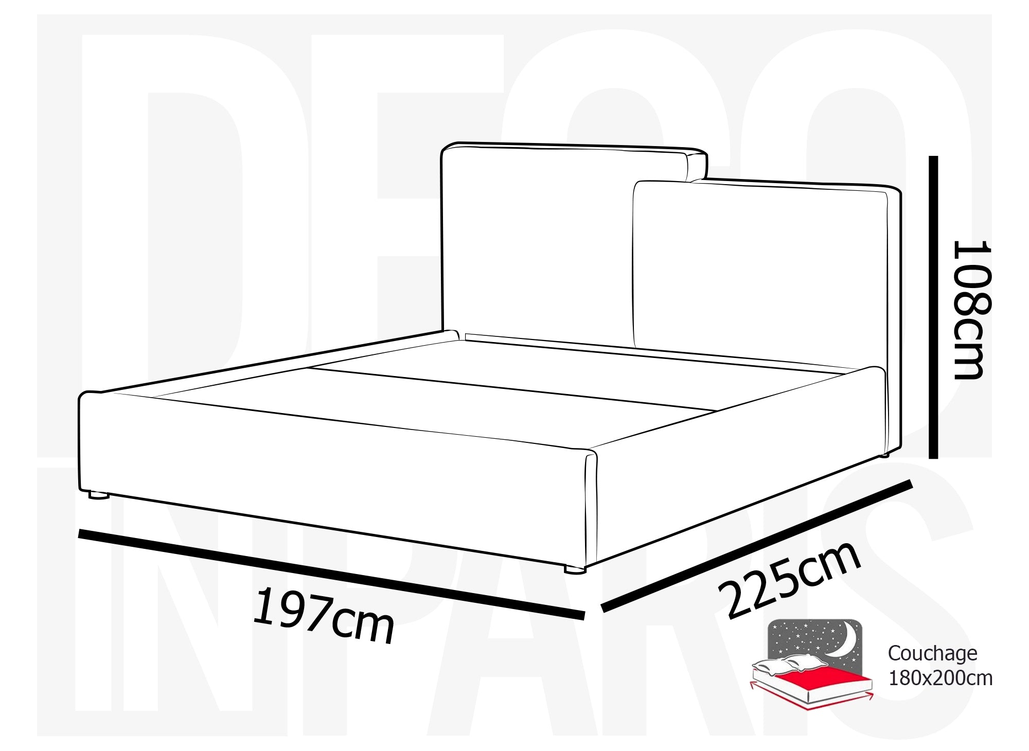 Cama de almacenaje ZELIA de 180x200 cm en pana color terracota