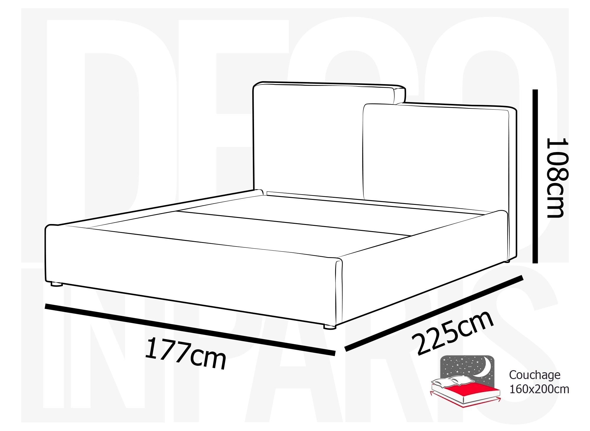 Cama de almacenaje ZELIA de 160x200 cm en pana color crudo