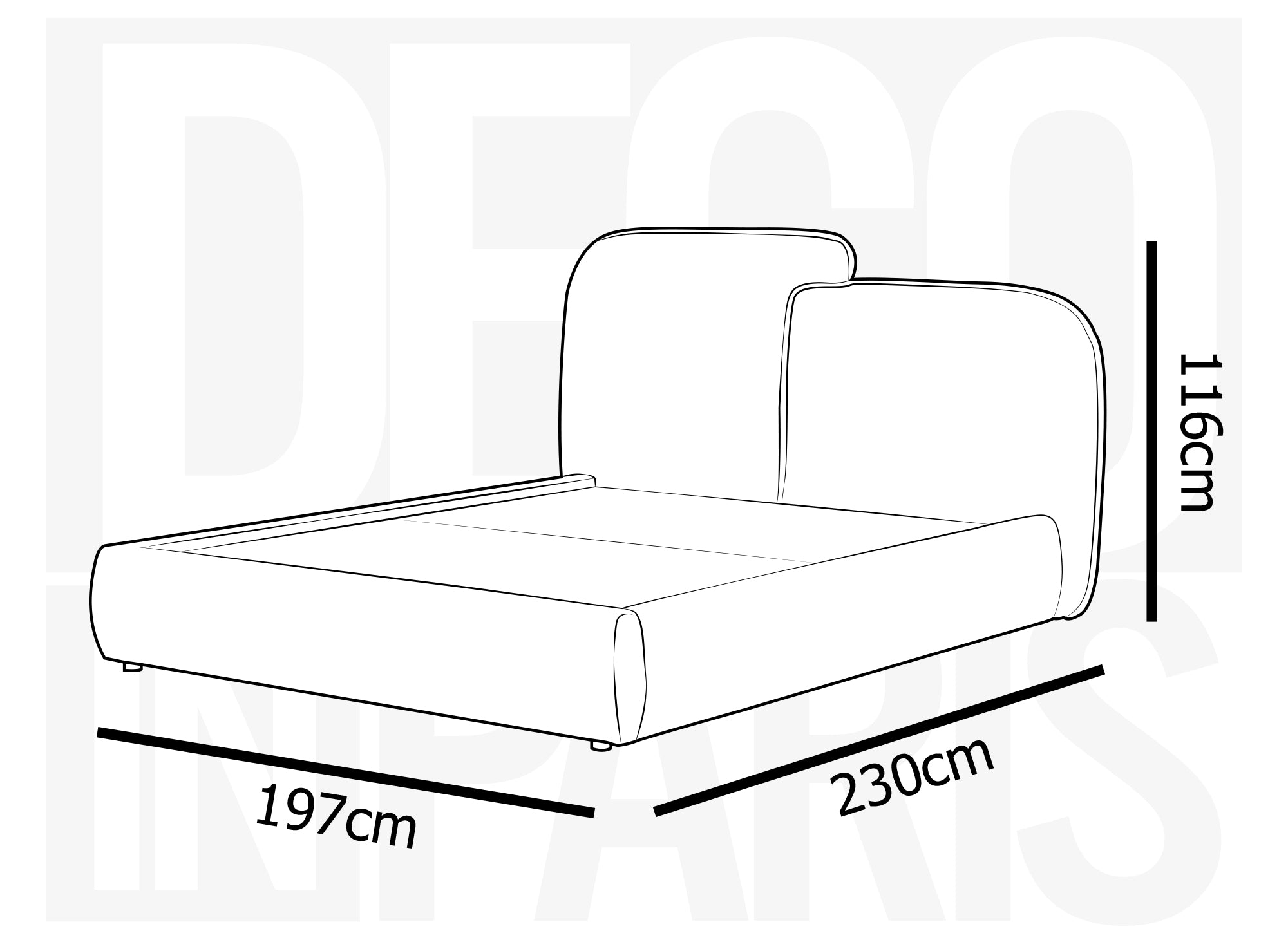 Cama de almacenaje MILENA de 160x200 cm en terciopelo jaspeado color topo