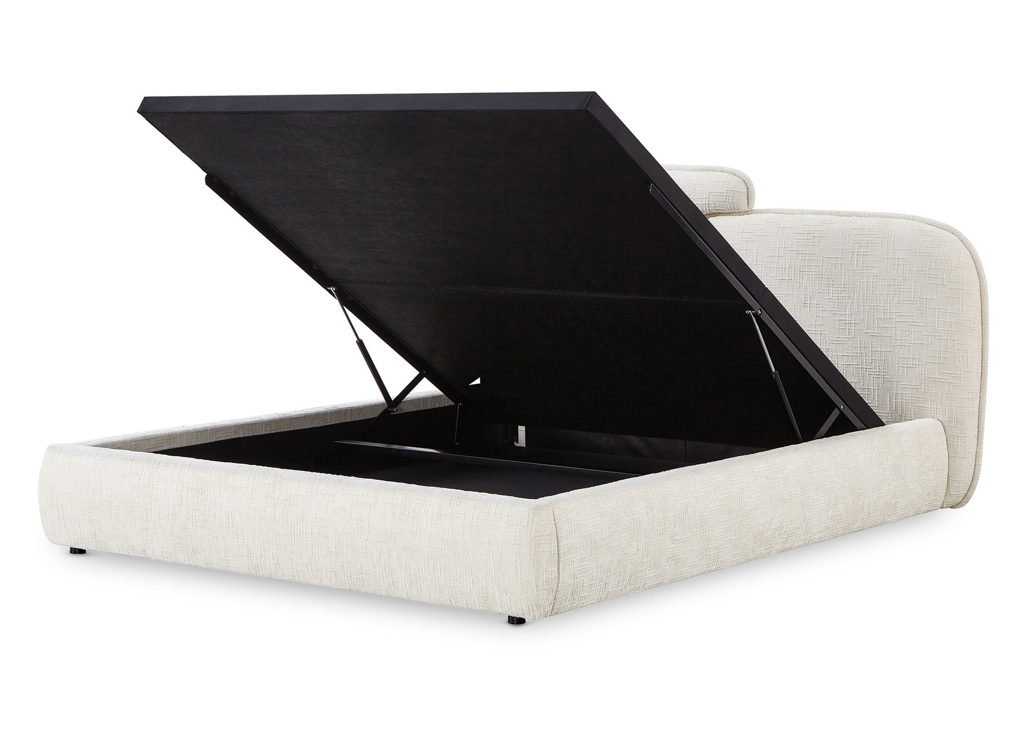 Cama de almacenaje MILENA de terciopelo jaspeado beige de 180x200 cm