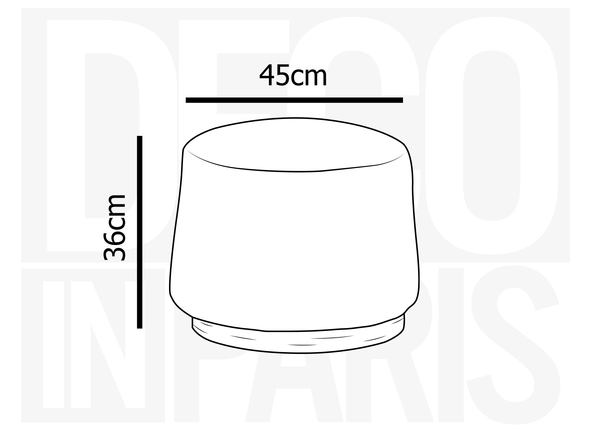 Puf de diseño MELIA en tejido gris efecto piel de oveja y madera