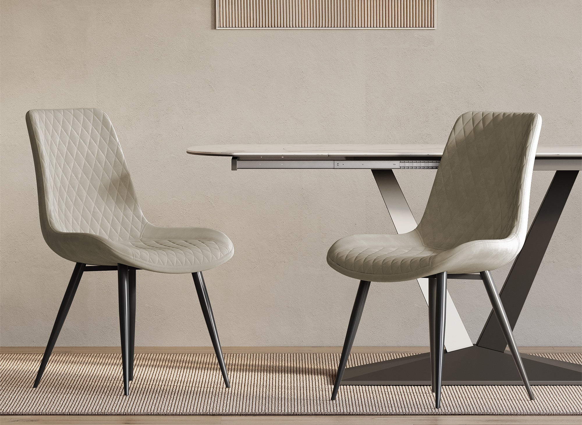 Juego de 2 sillas de diseño YOLA en terciopelo beige