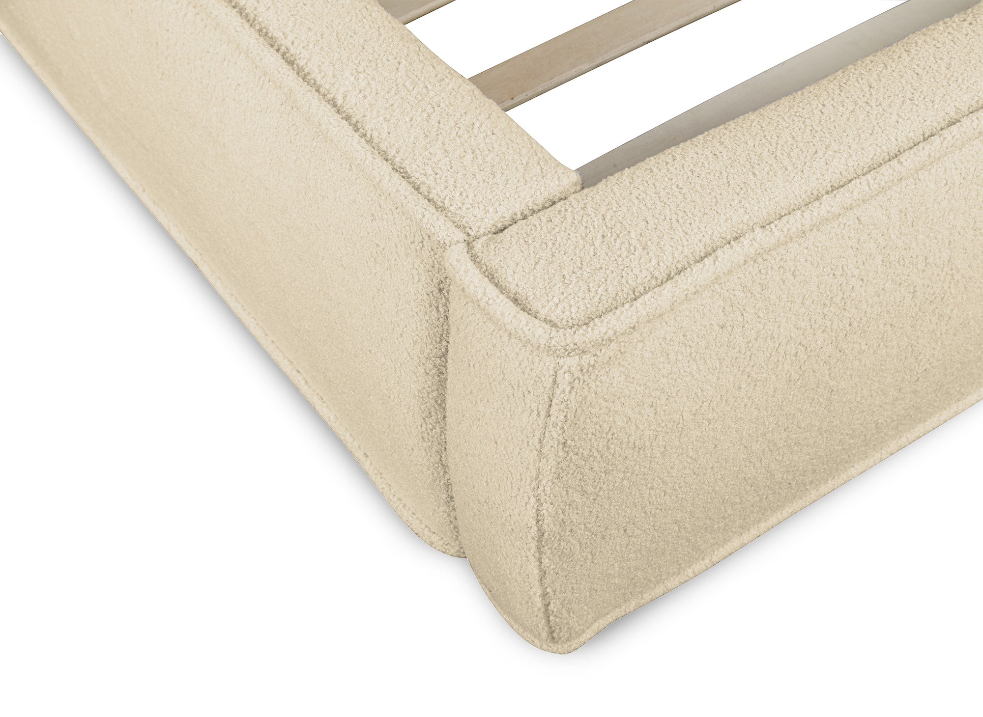 Cama doble YUNA en tejido bouclé beige, 140 x 190 cm