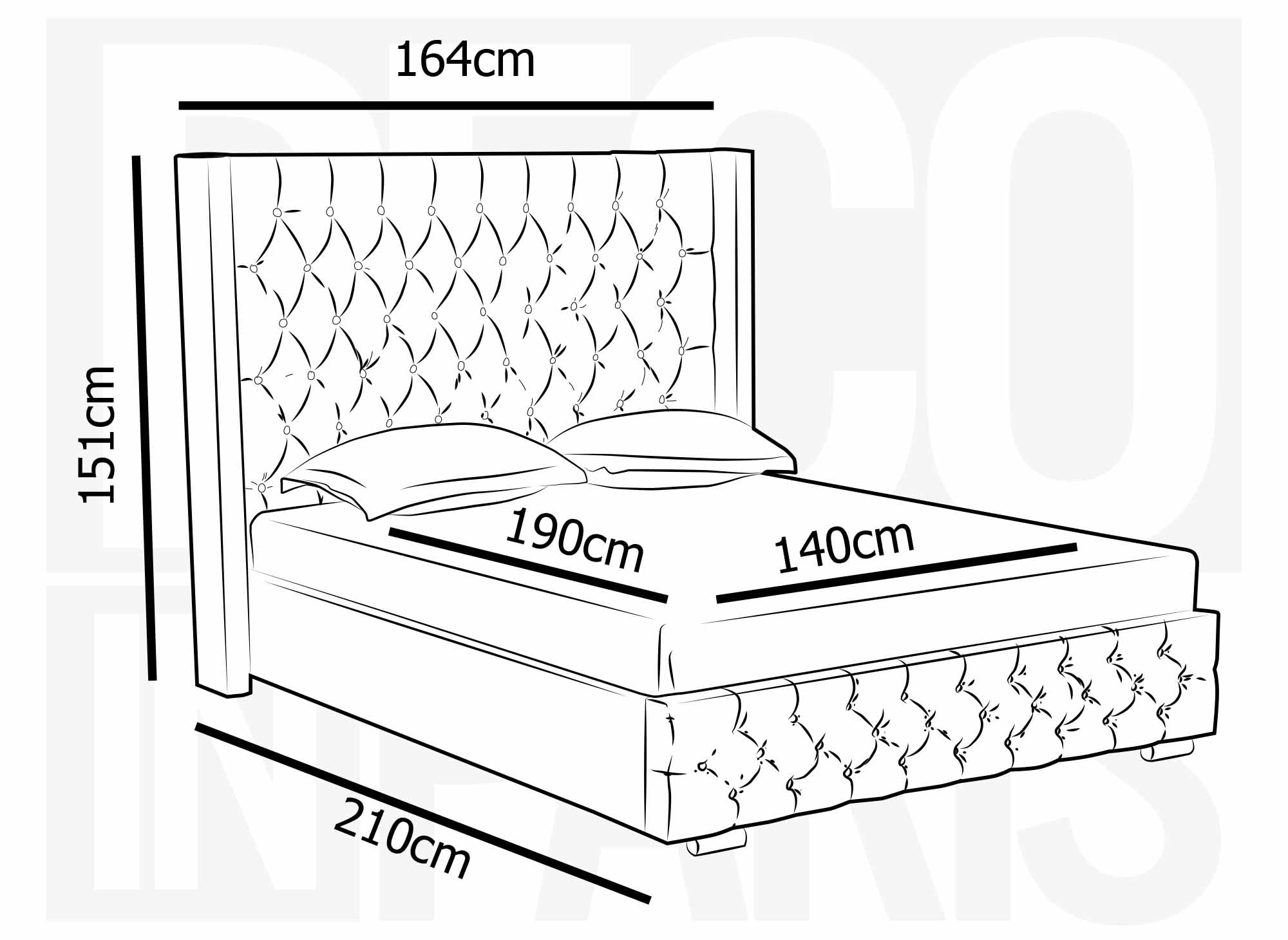 Cama de almacenaje Maxi de terciopelo beige de 140x190 cm
