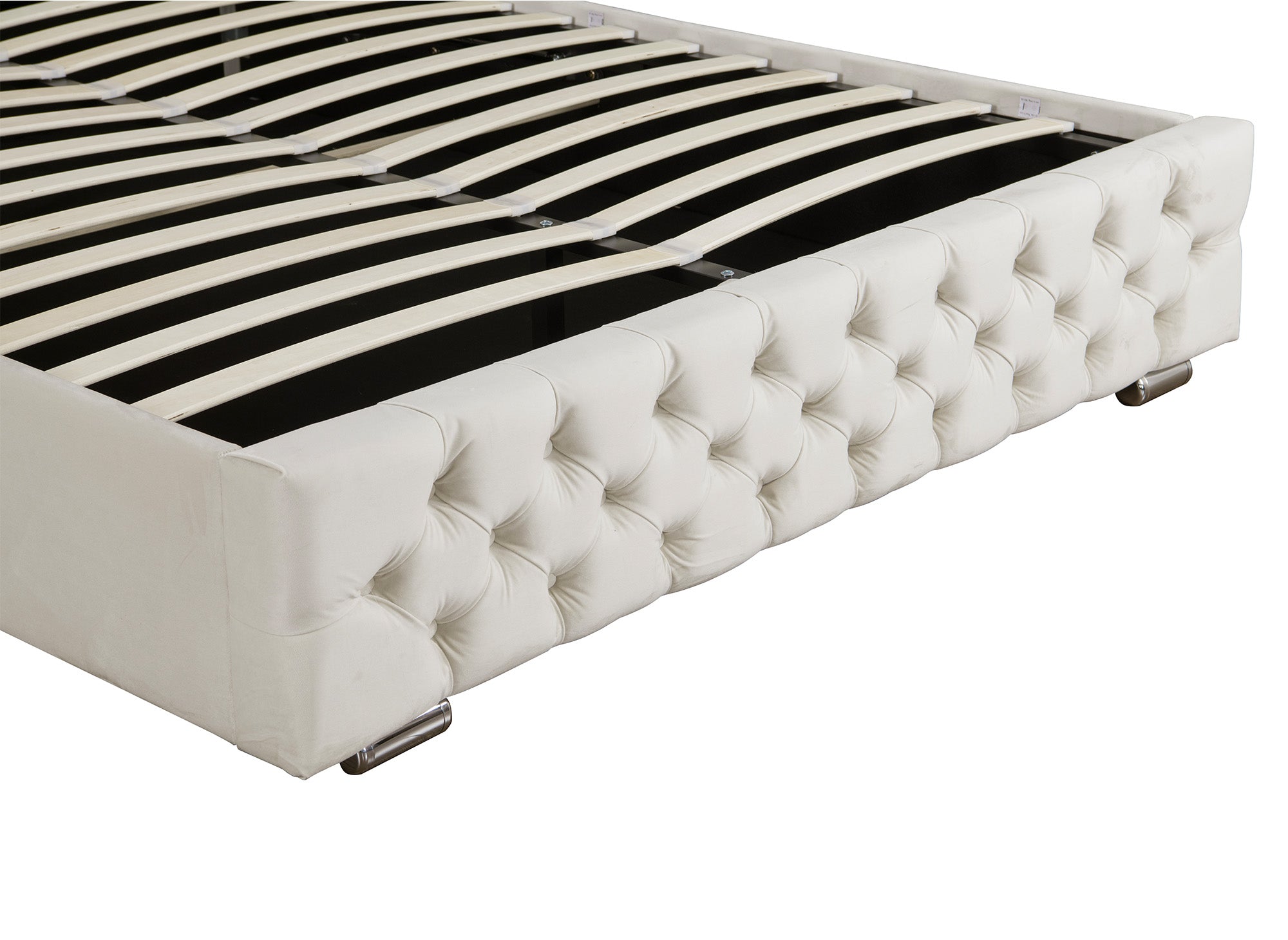 Cama de almacenaje Maxi de terciopelo beige de 140x190 cm