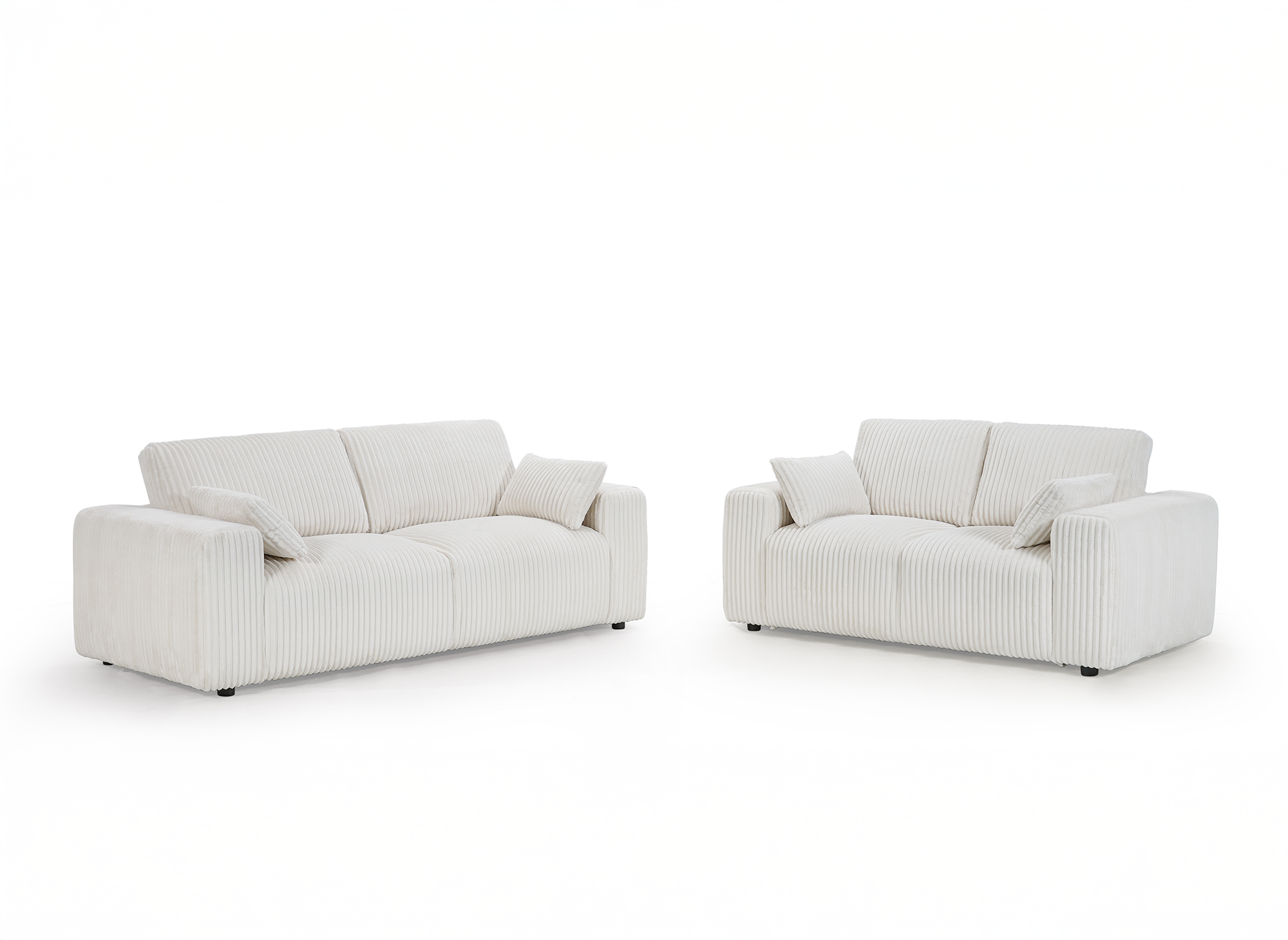 Sofá fijo INAM de 2 plazas en pana gruesa beige