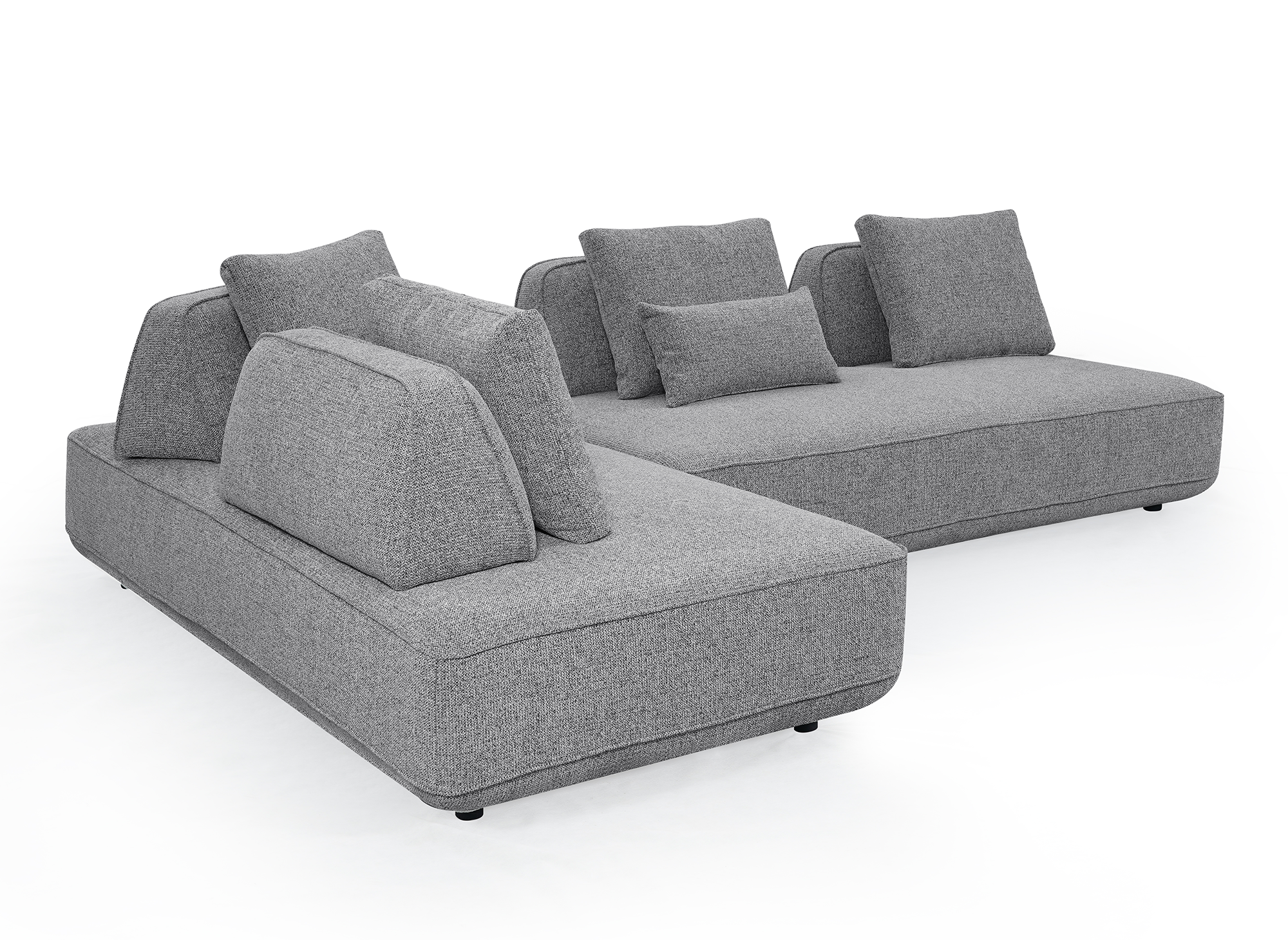 Sofá esquinero reversible ISAORA en tejido bouclé gris