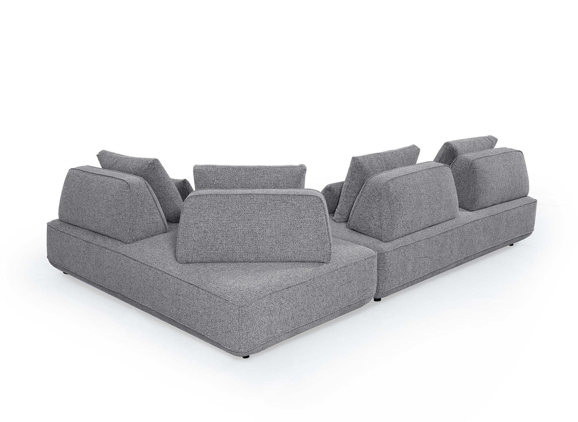 Sofá esquinero reversible ISAORA en tejido bouclé gris