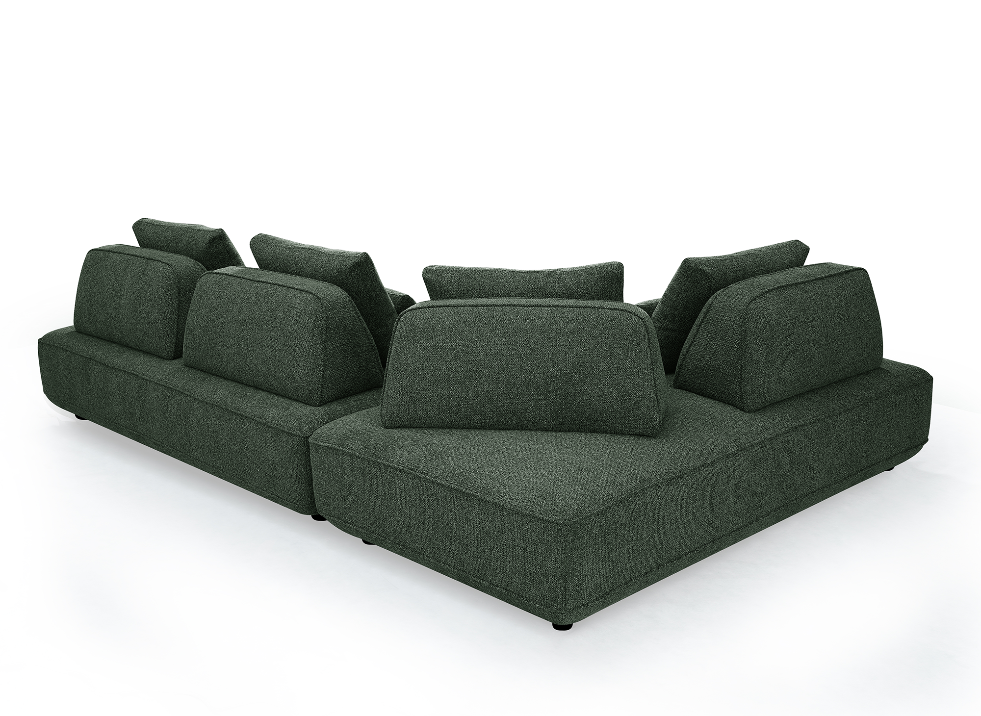 Sofá esquinero reversible ISAORA en tejido bouclé verde caqui