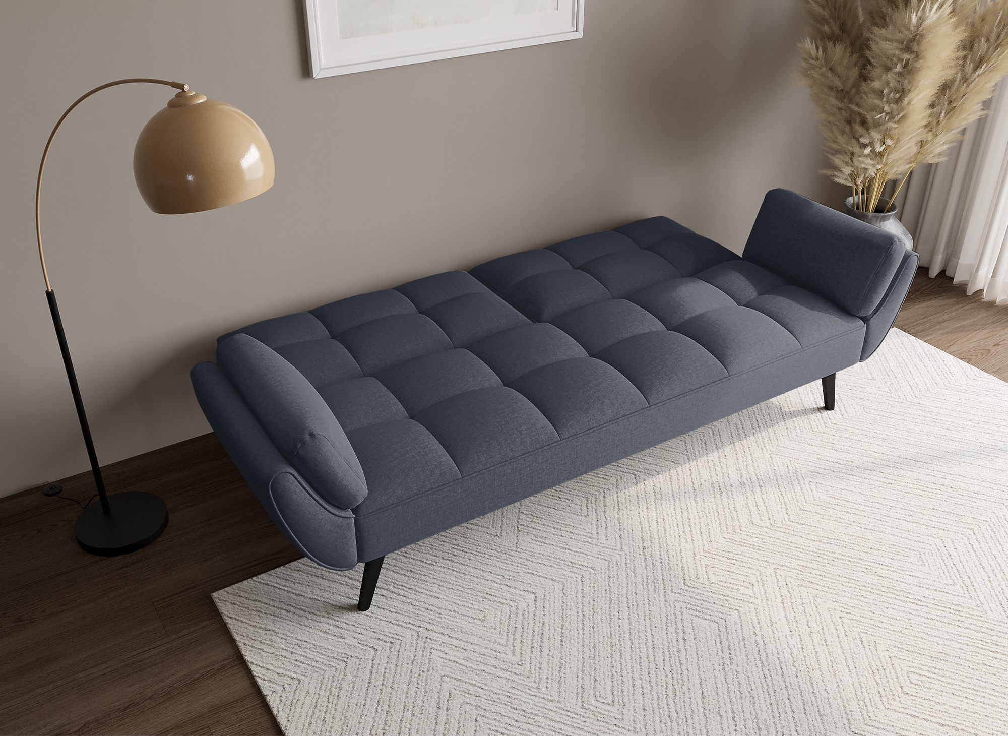 Sofá NARA de 3 plazas con mecanismo clic-clac en tela gris oscuro