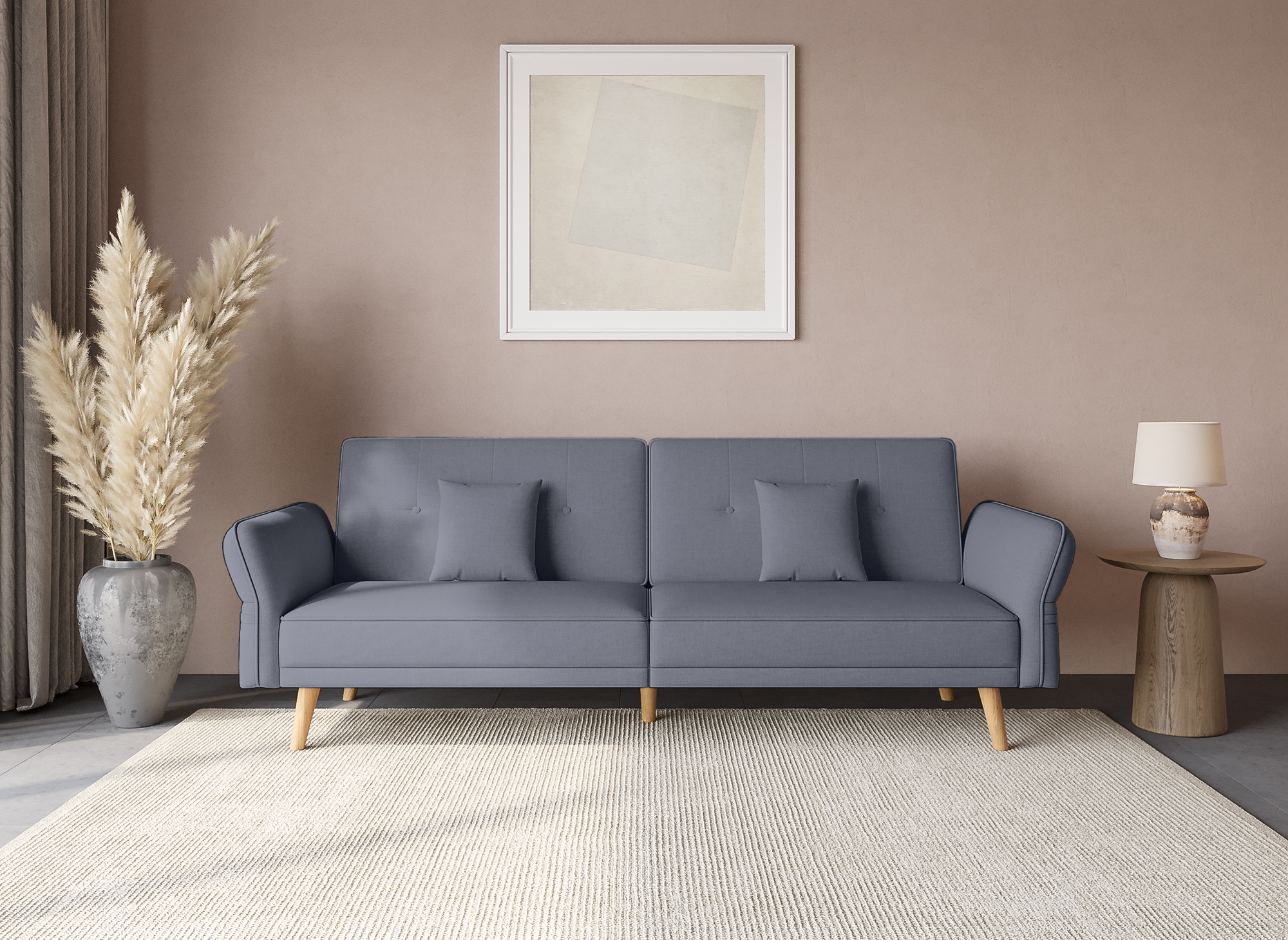 Sofá CHILI de 3 plazas con mecanismo clic-clac en tela gris