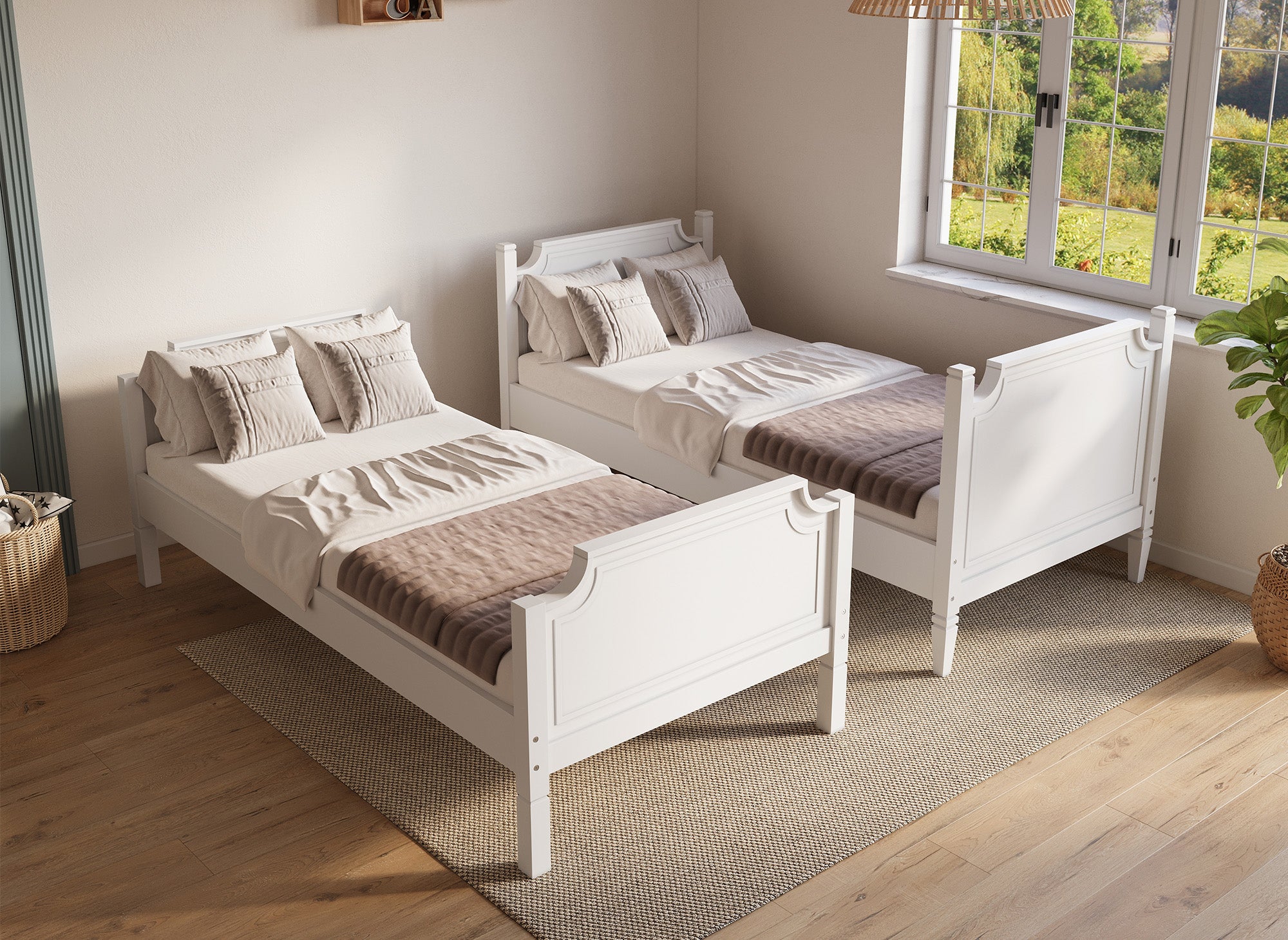 Litera de madera blanca PAULINE, 90 x 190 cm