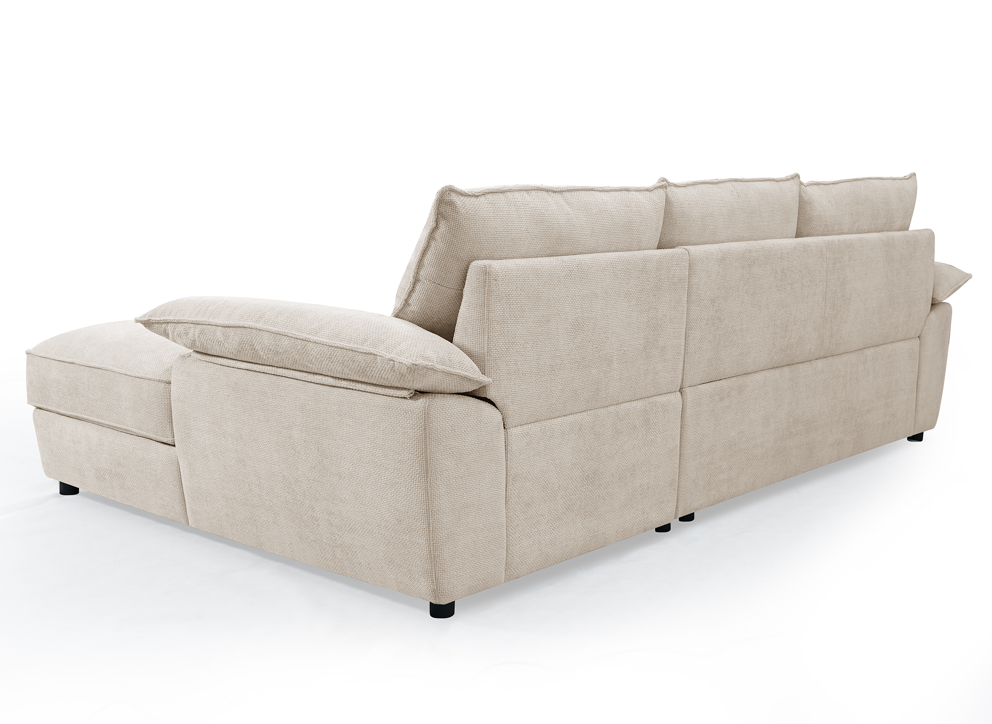 Sofá esquinero convertible GABIN con almacenaje en terciopelo jaspeado beige - Esquinero derecho