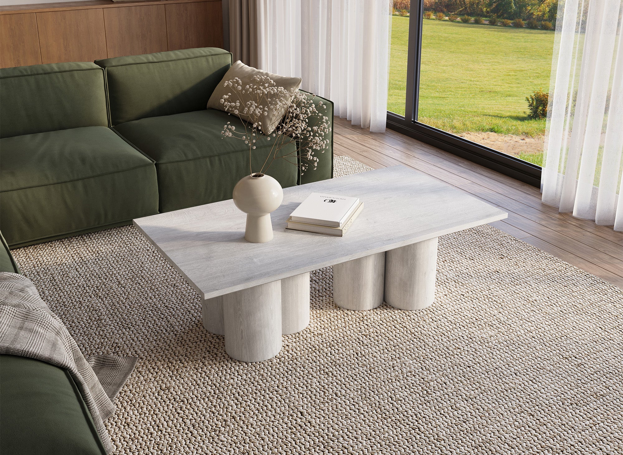 Mesa de centro ROSALIA blanca con patas de forma orgánica