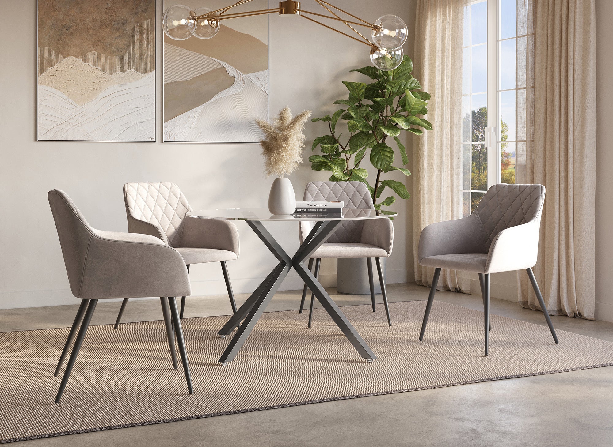 Mesa de comedor redonda de cristal CUBA