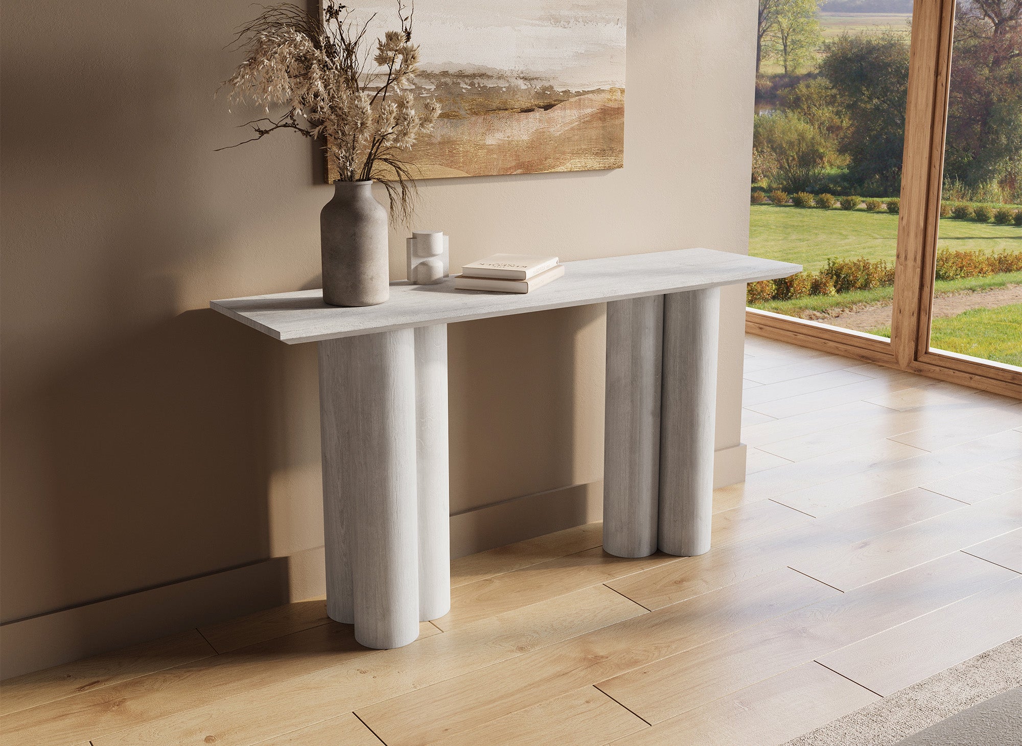 Mesa consola ROSALIA blanca con patas de forma orgánica