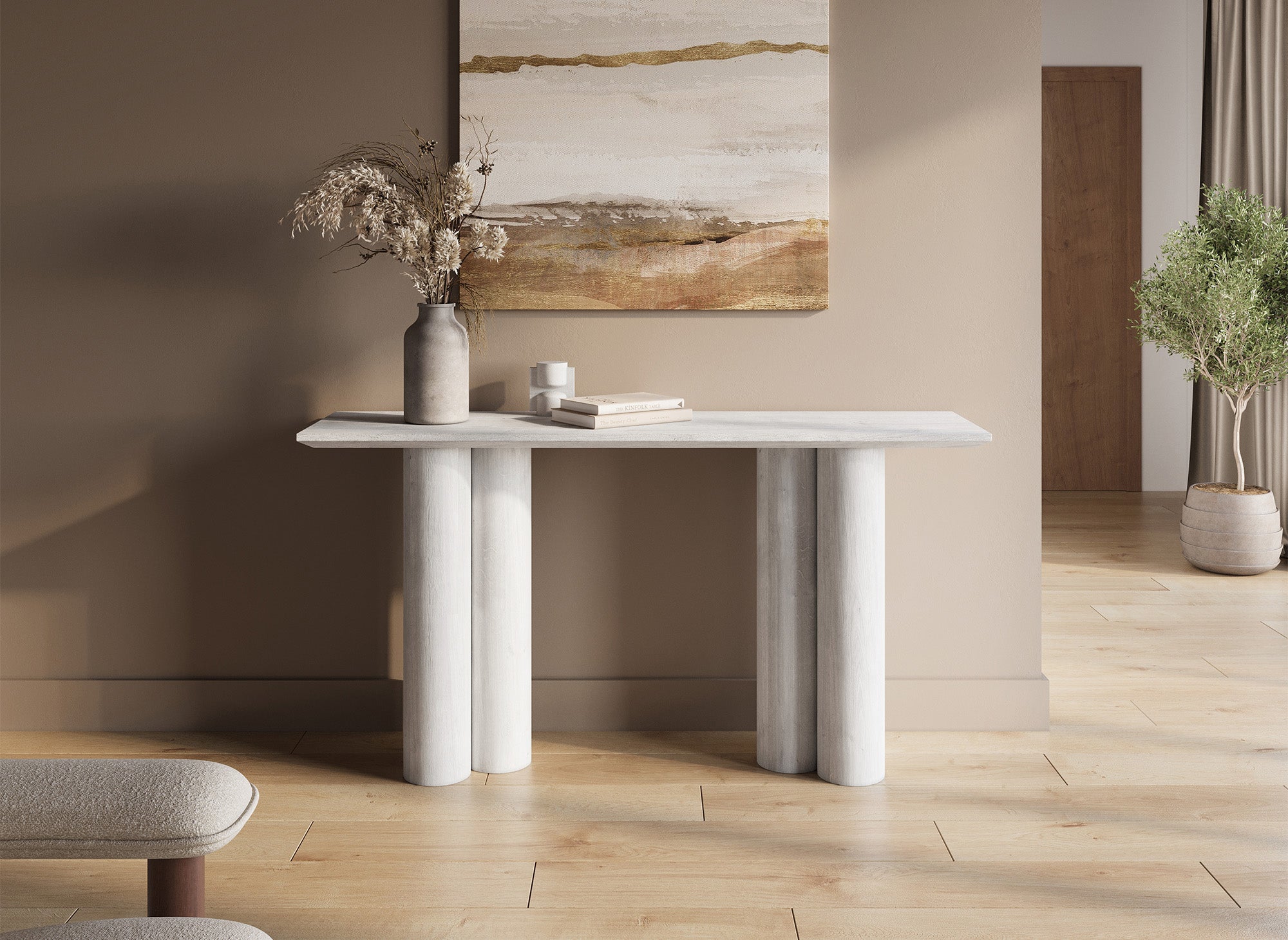 Mesa consola ROSALIA blanca con patas de forma orgánica