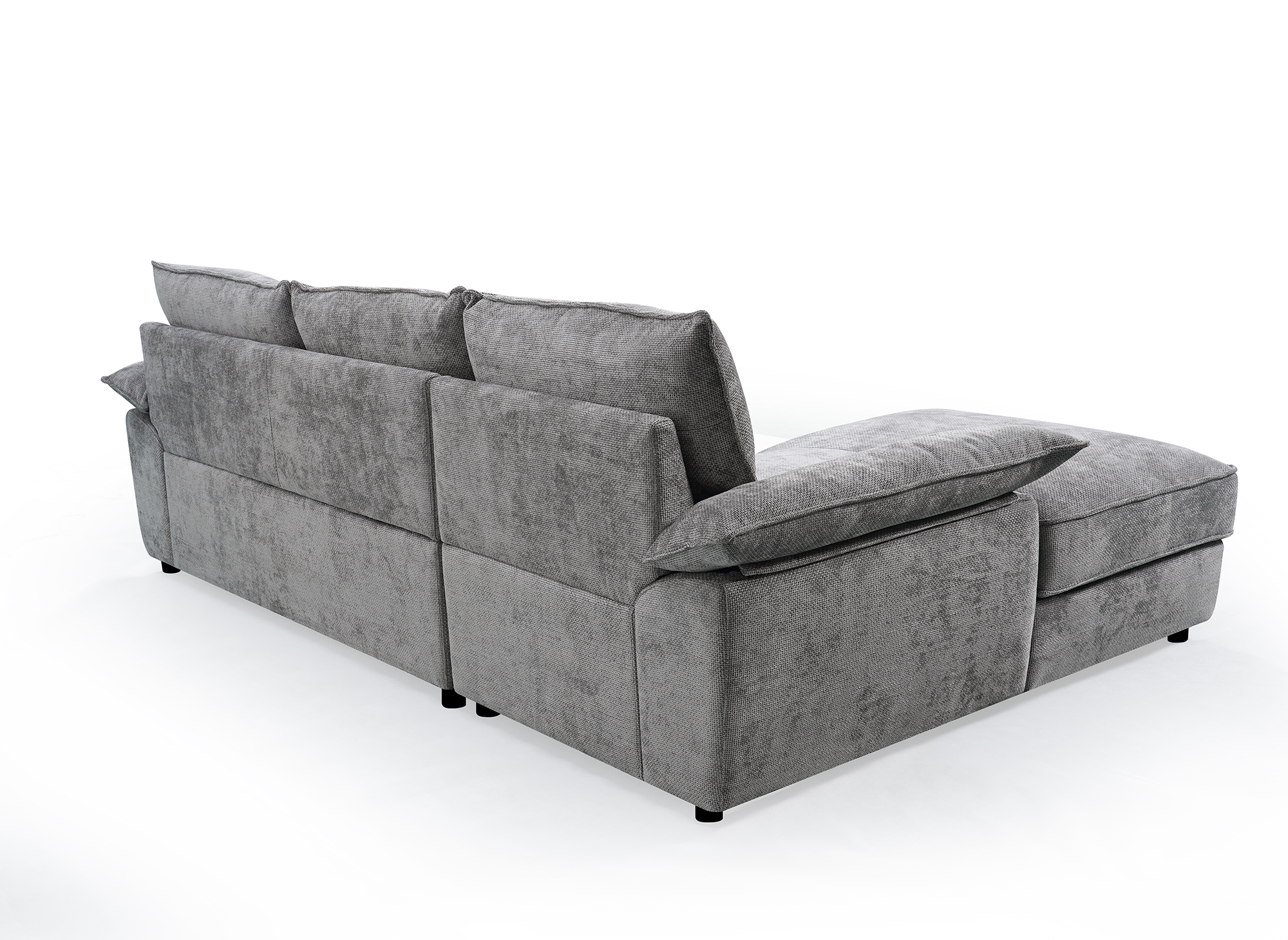 Sofá cama esquinero GABIN con almacenaje en terciopelo gris jaspeado - Esquina izquierda